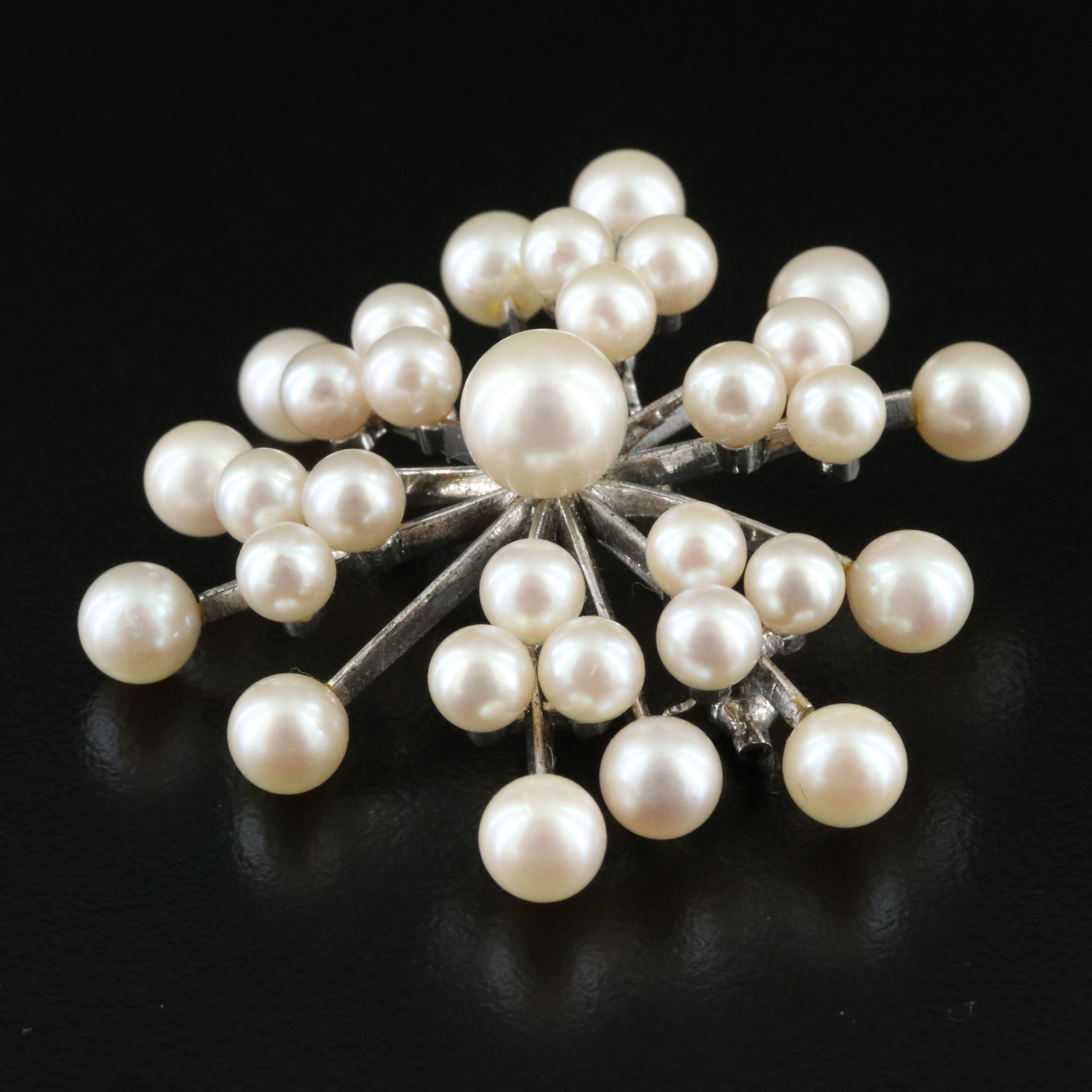 Mikimoto Sterling Pearl Starburst Brooch