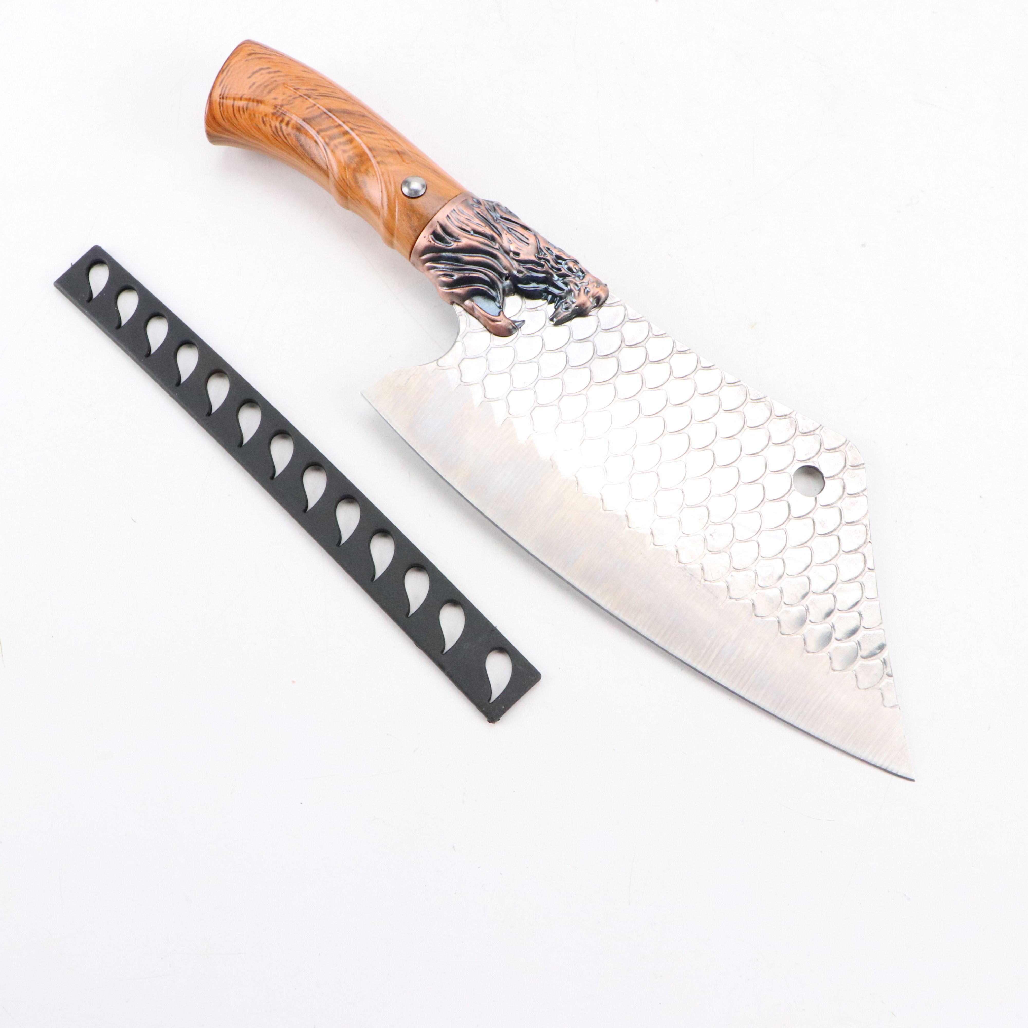 Damascus Steel and Antler Handled Skinner Knives with Hunting Knives and Cleaver