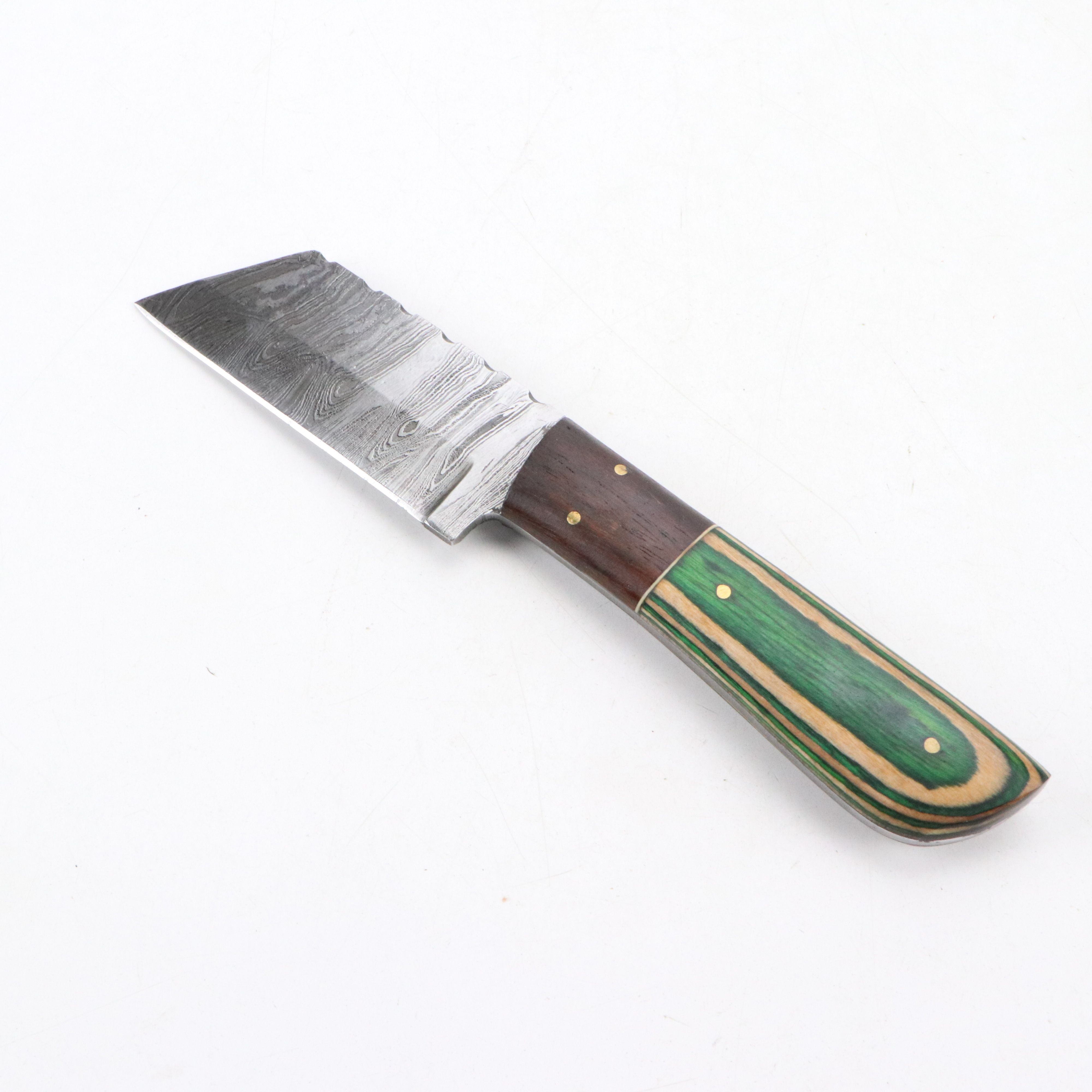 Damascus Steel and Antler Handled Skinner Knives with Hunting Knives and Cleaver