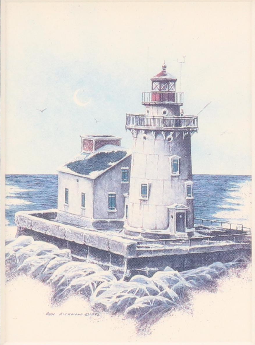 John Fehringer Offset Lithograph "Guardian" with Other Lighthouse Prints