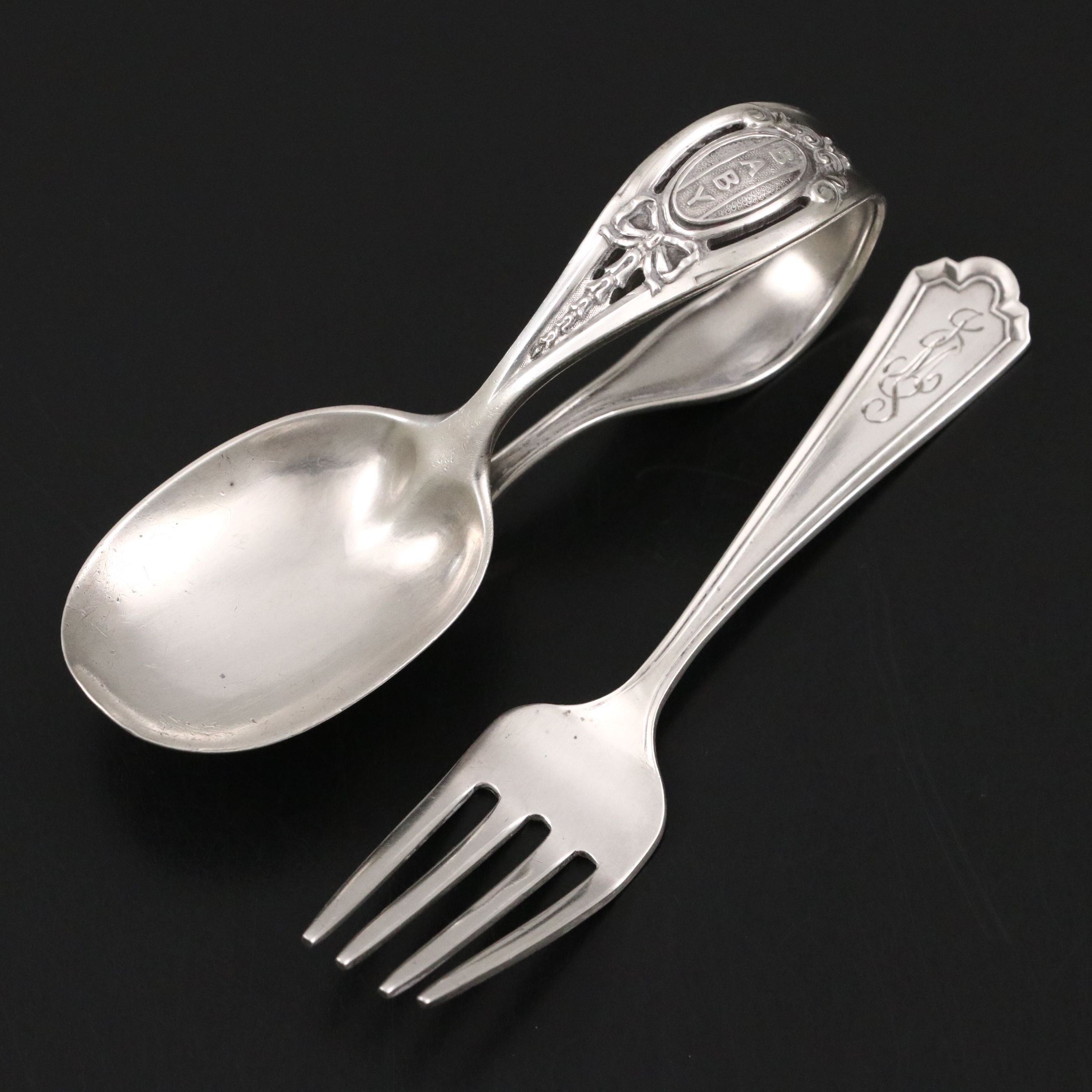 Webster Sterling Baby Fork with Charles M. Robbins Sterling Baby Spoon