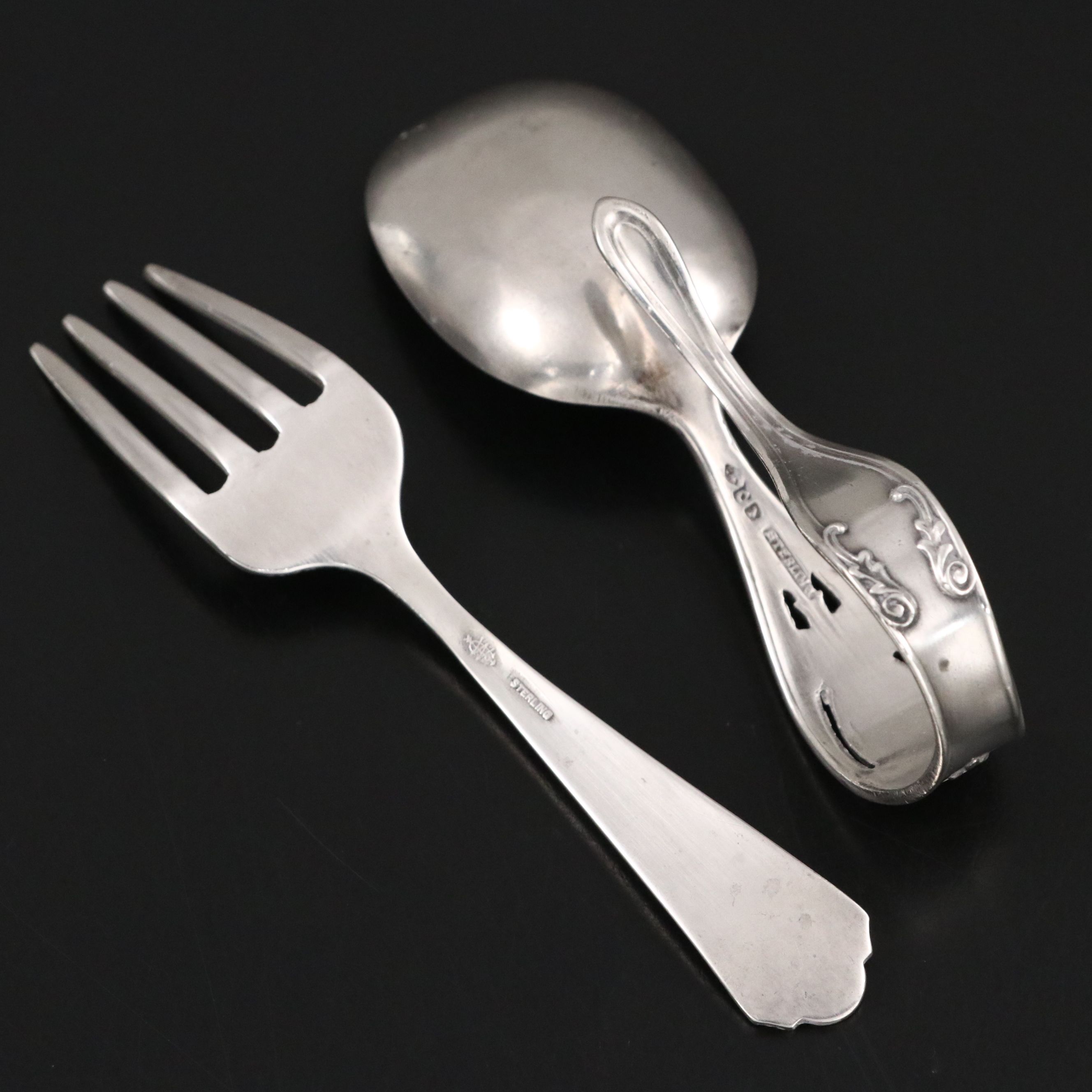 Webster Sterling Baby Fork with Charles M. Robbins Sterling Baby Spoon