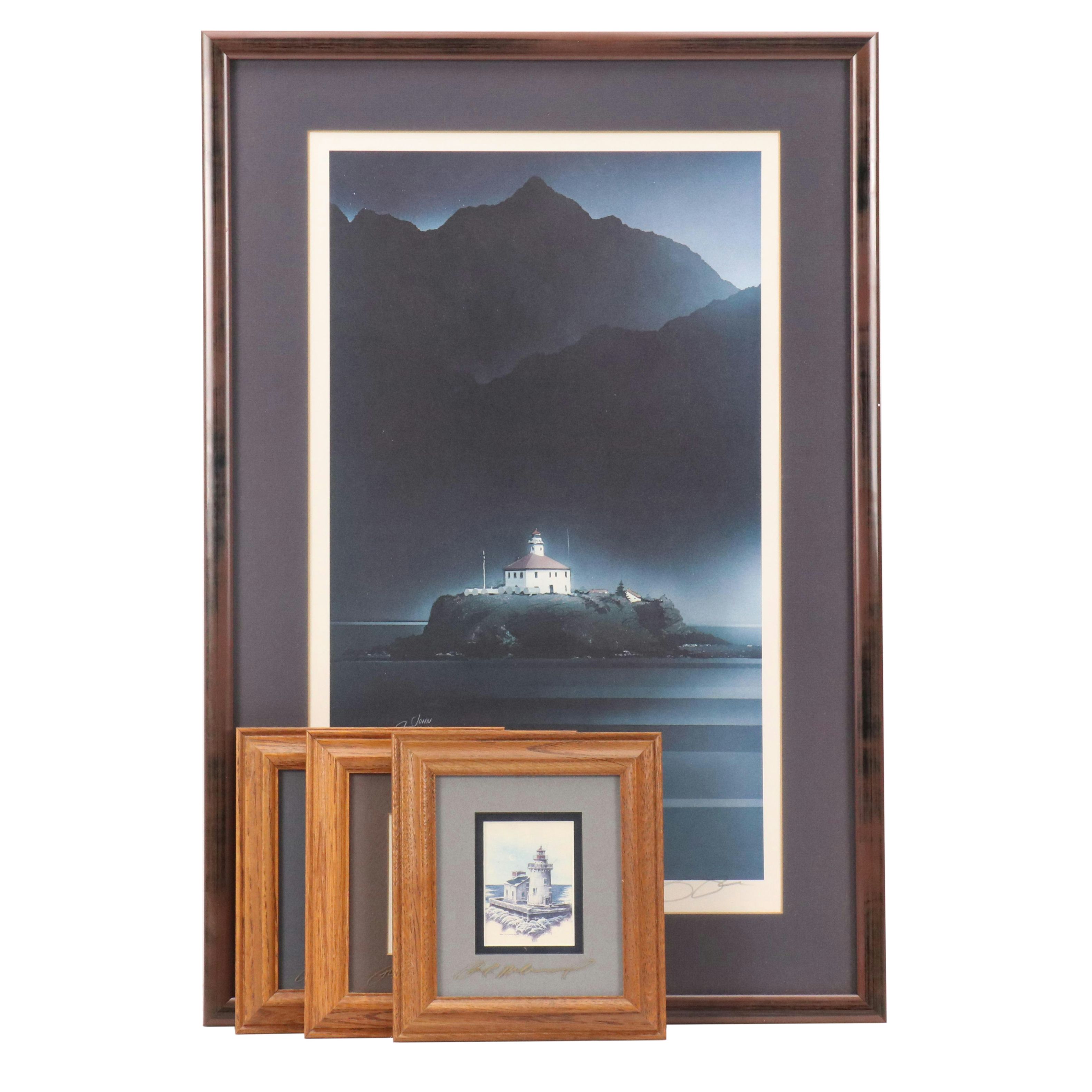 John Fehringer Offset Lithograph "Guardian" with Other Lighthouse Prints