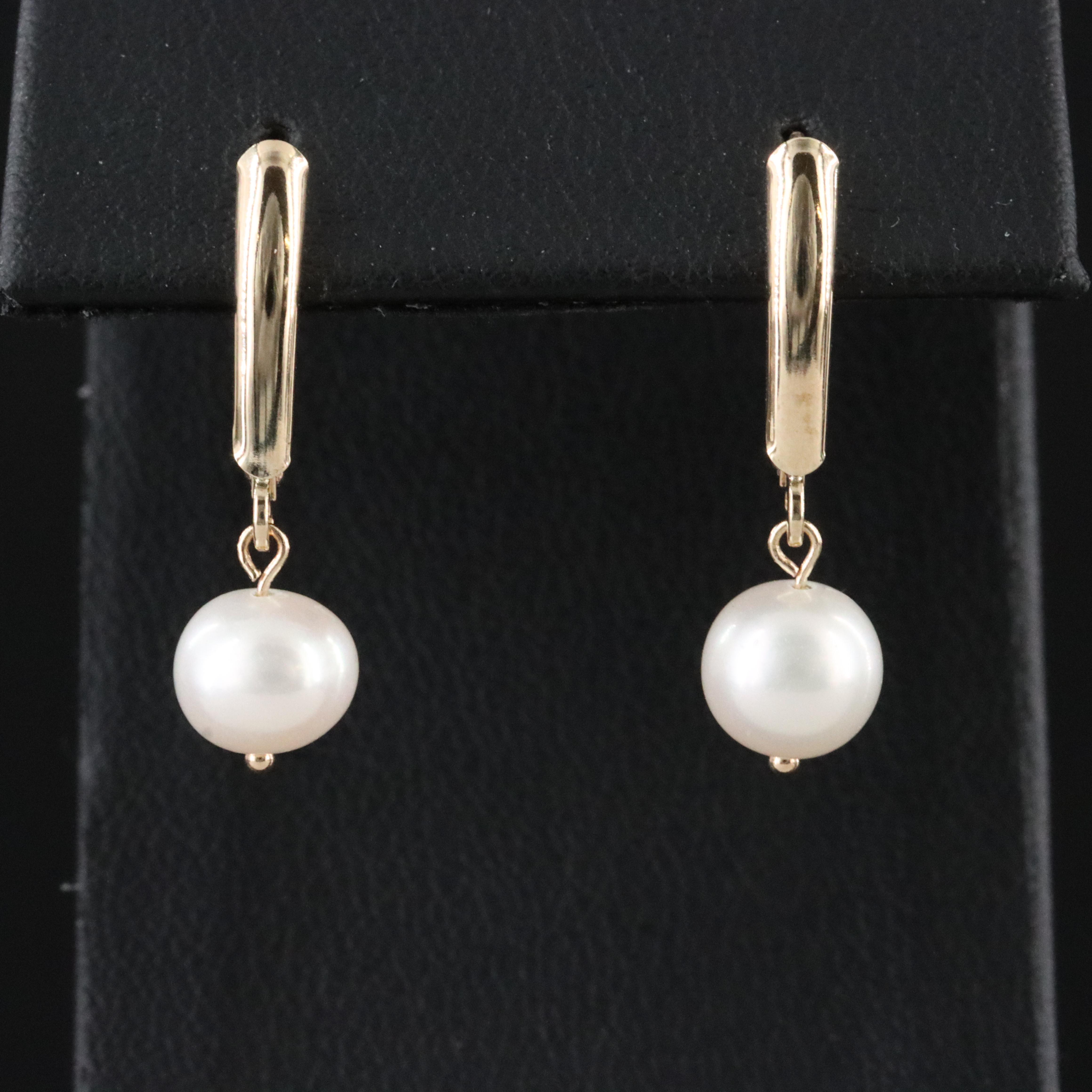 10K Pearl Drop Earrings
