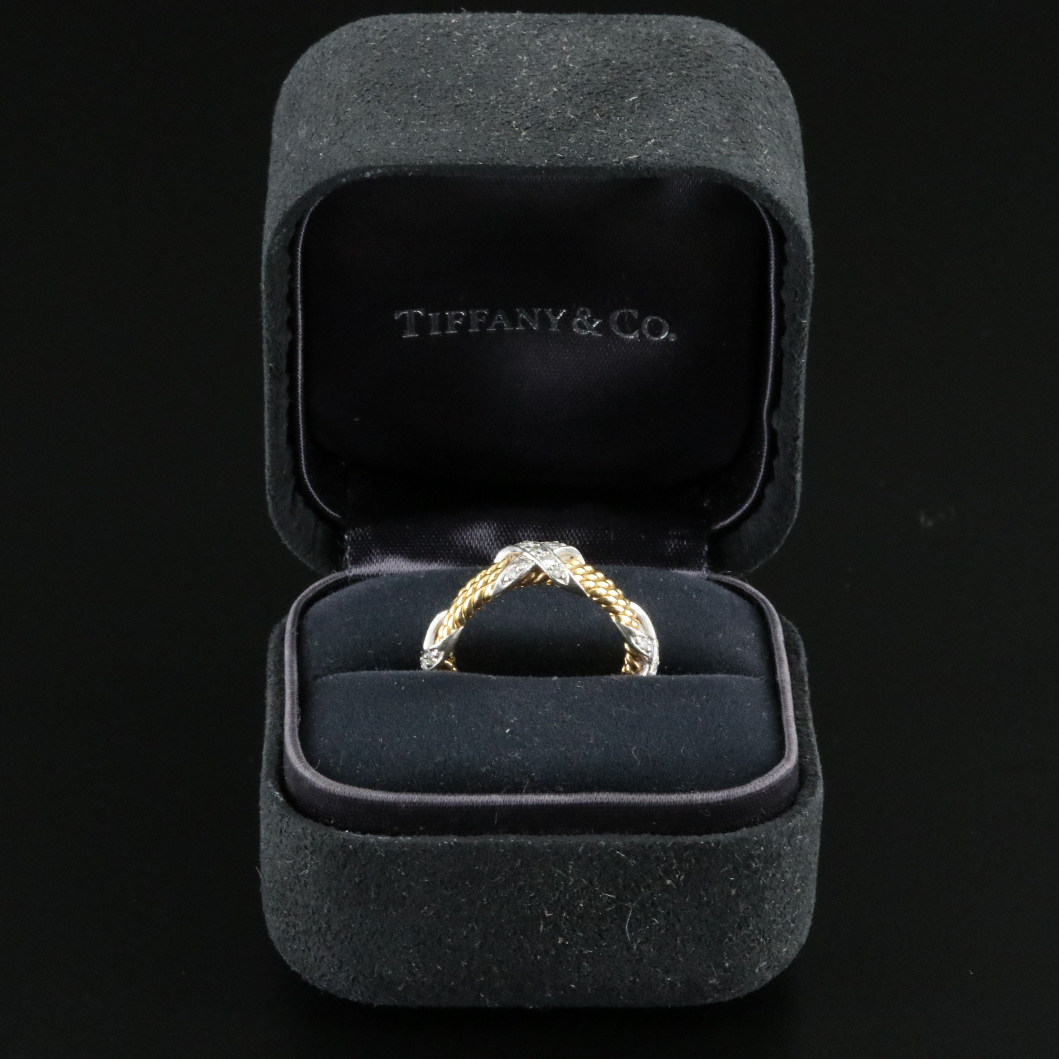 Jean Schlumberger for Tiffany & Co. 18K 0.44 CTW Diamond Platinum X  Rope Ring