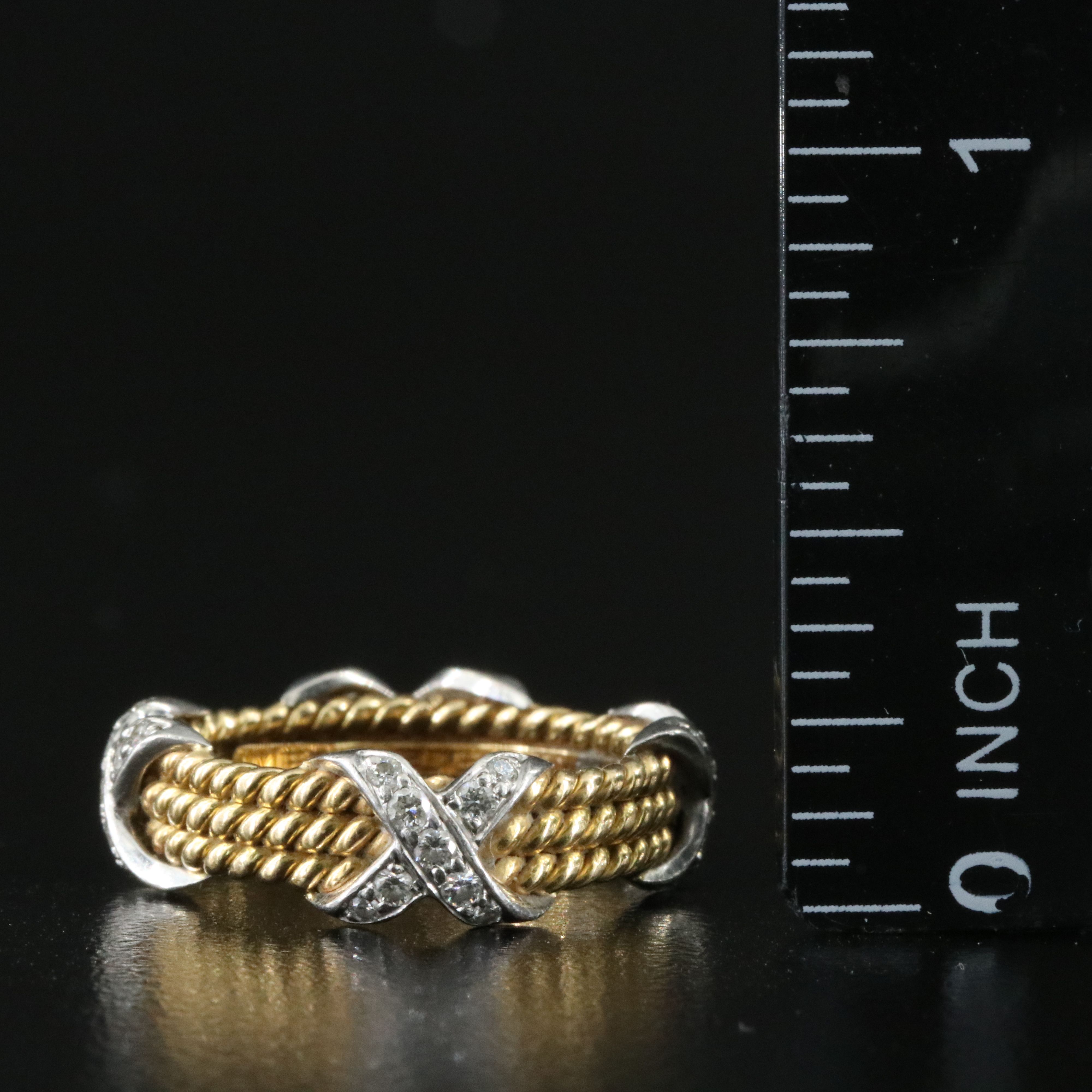 Jean Schlumberger for Tiffany & Co. 18K 0.44 CTW Diamond Platinum X  Rope Ring