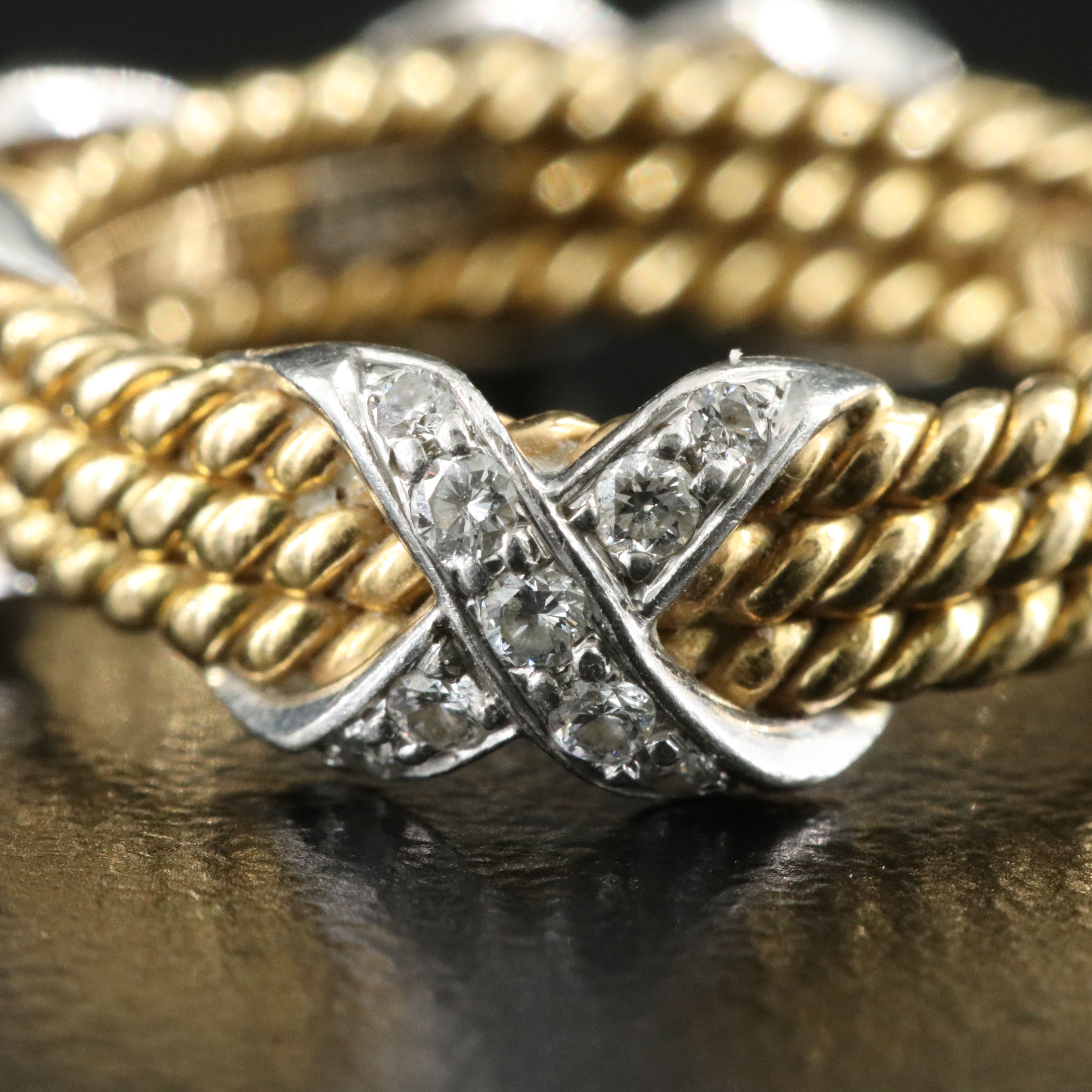 Jean Schlumberger for Tiffany & Co. 18K 0.44 CTW Diamond Platinum X  Rope Ring