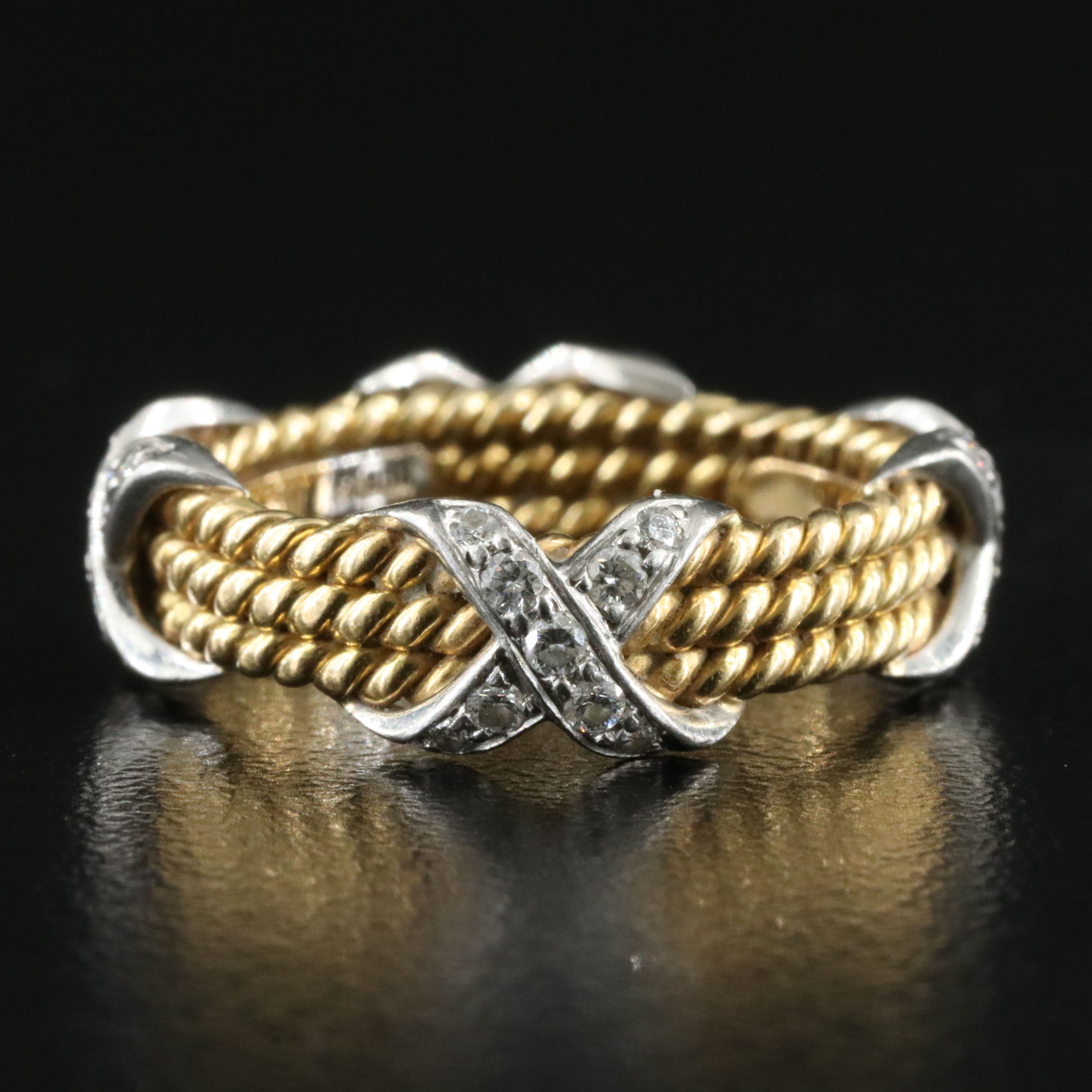 Jean Schlumberger for Tiffany & Co. 18K 0.44 CTW Diamond Platinum X  Rope Ring