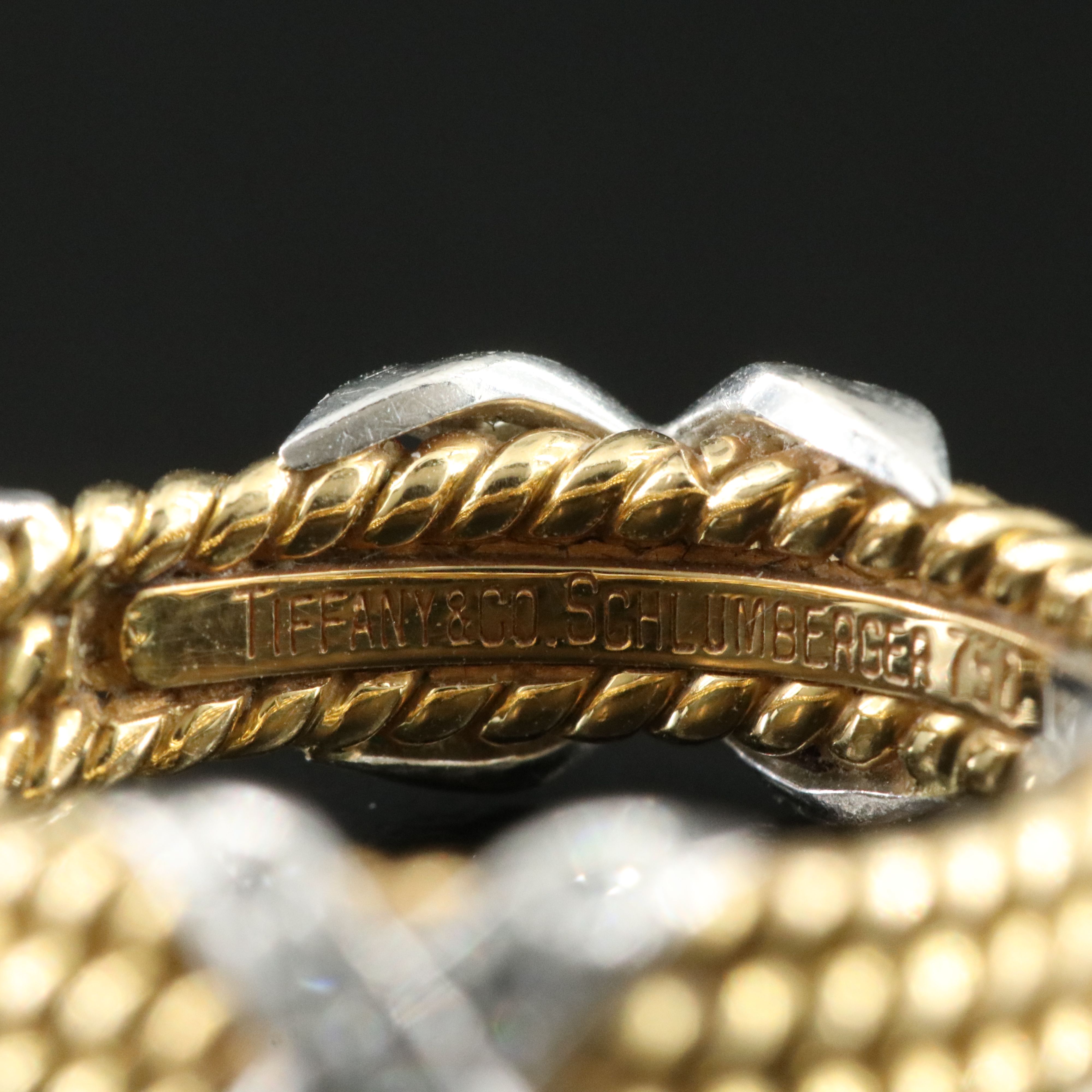 Jean Schlumberger for Tiffany & Co. 18K 0.44 CTW Diamond Platinum X  Rope Ring