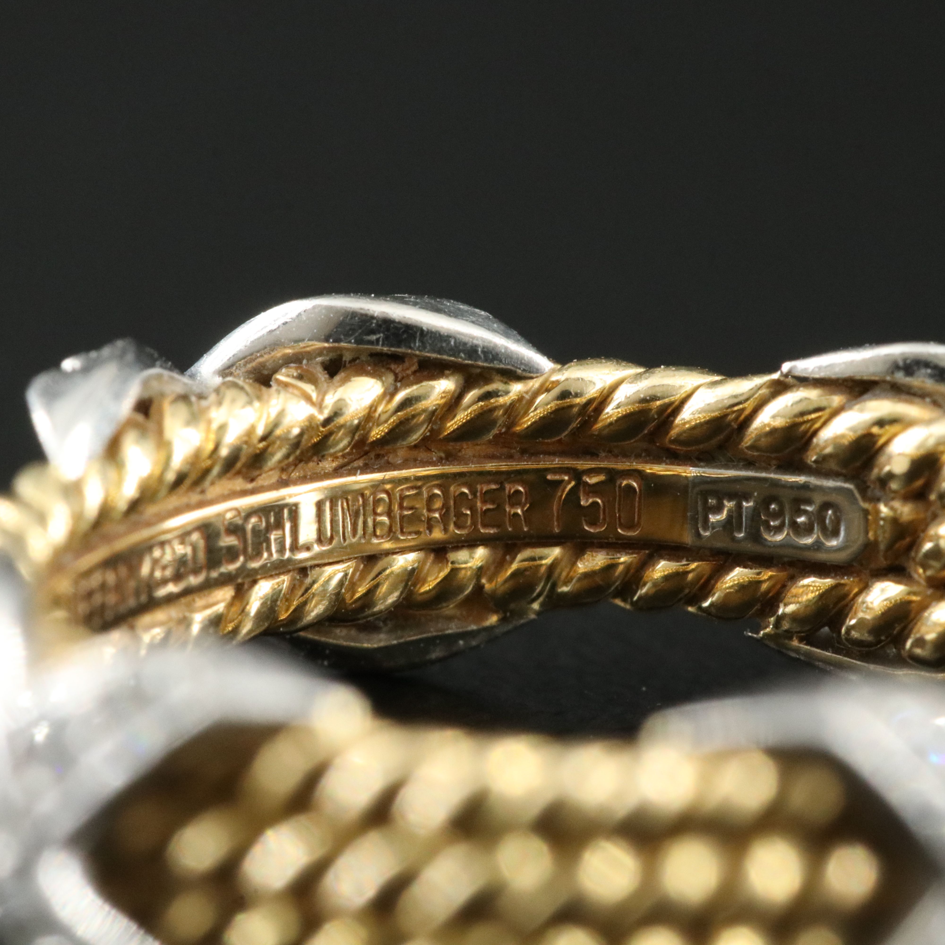 Jean Schlumberger for Tiffany & Co. 18K 0.44 CTW Diamond Platinum X  Rope Ring