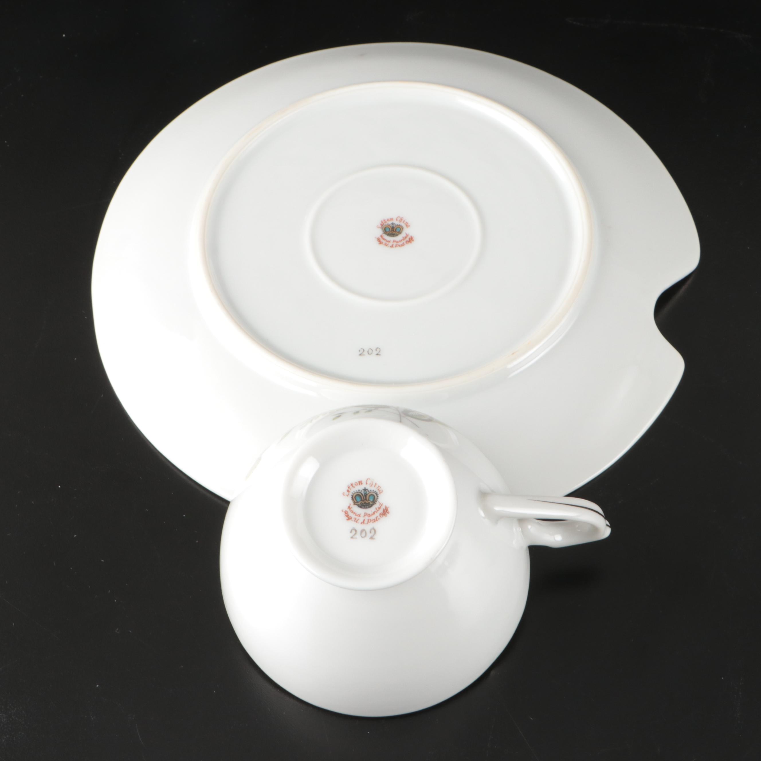 Lefton Mid Century Modern Style Hand-Painted Ceramic Snack Sets, Mid-20th C.