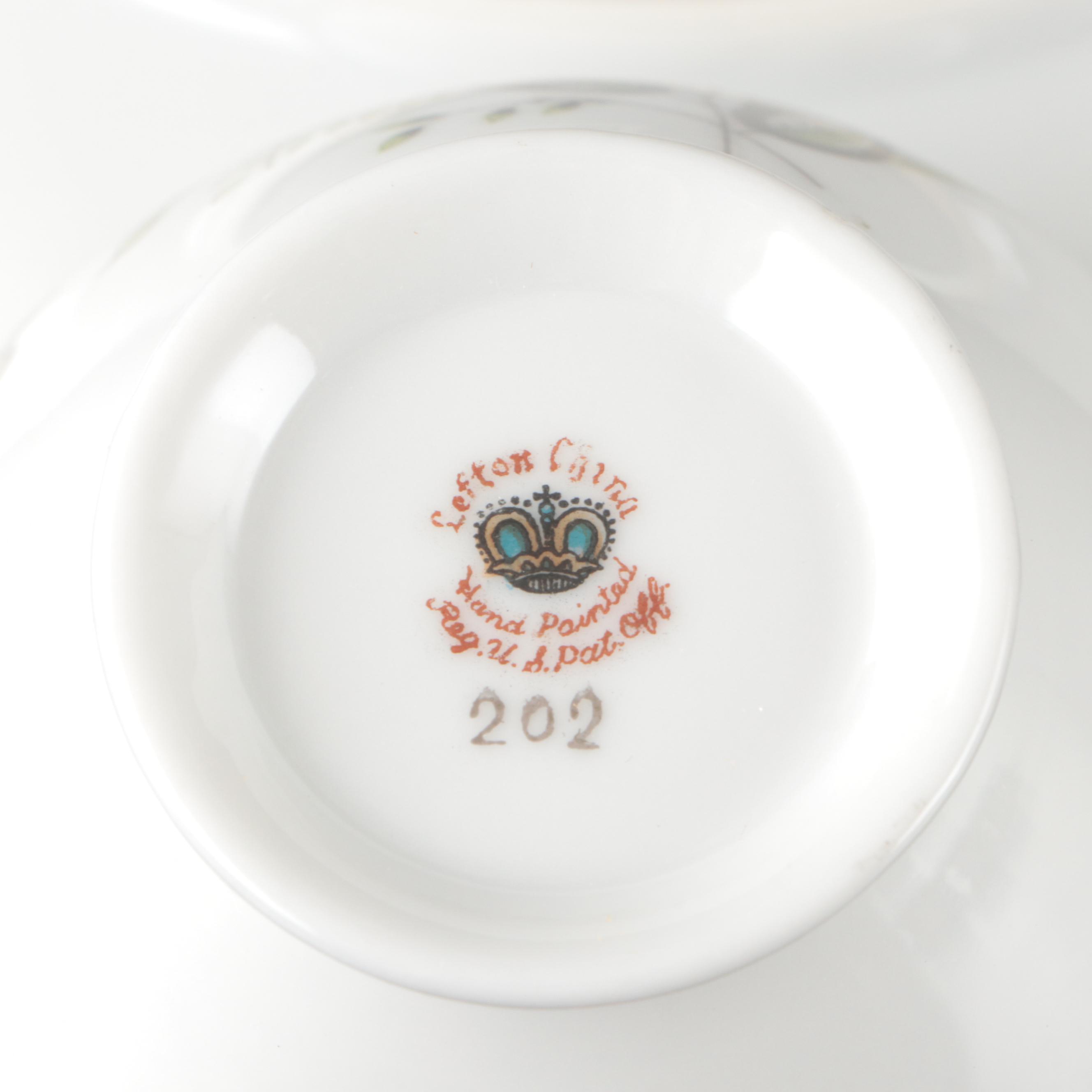 Lefton Mid Century Modern Style Hand-Painted Ceramic Snack Sets, Mid-20th C.