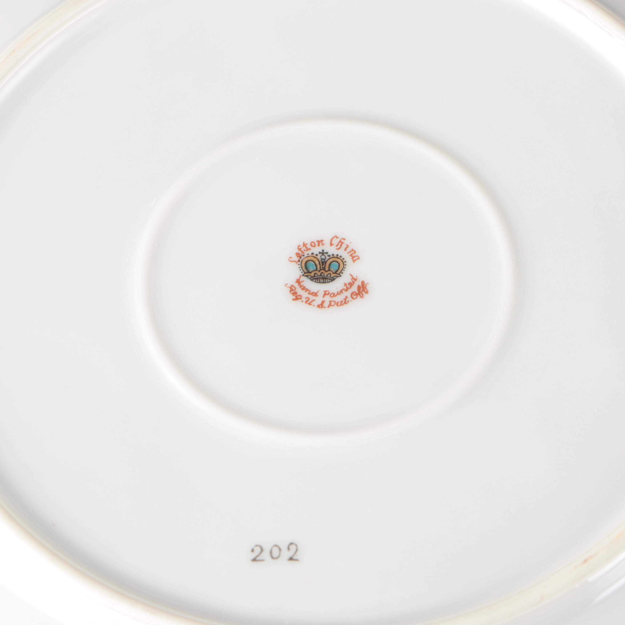 Lefton Mid Century Modern Style Hand-Painted Ceramic Snack Sets, Mid-20th C.