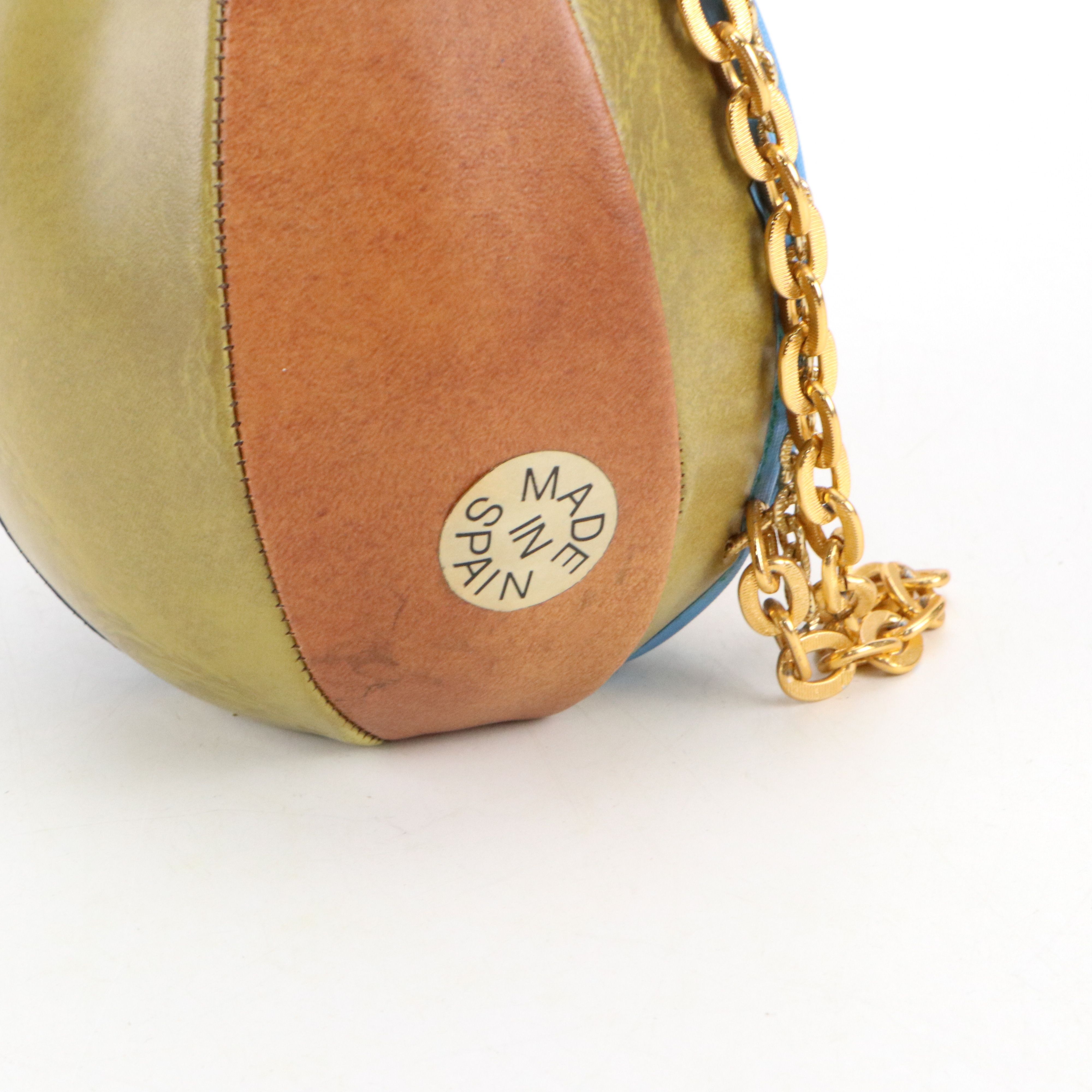 Spanish Multicolor Faux Leather Wrapped Glass Decorative Wine Bottle and Jug