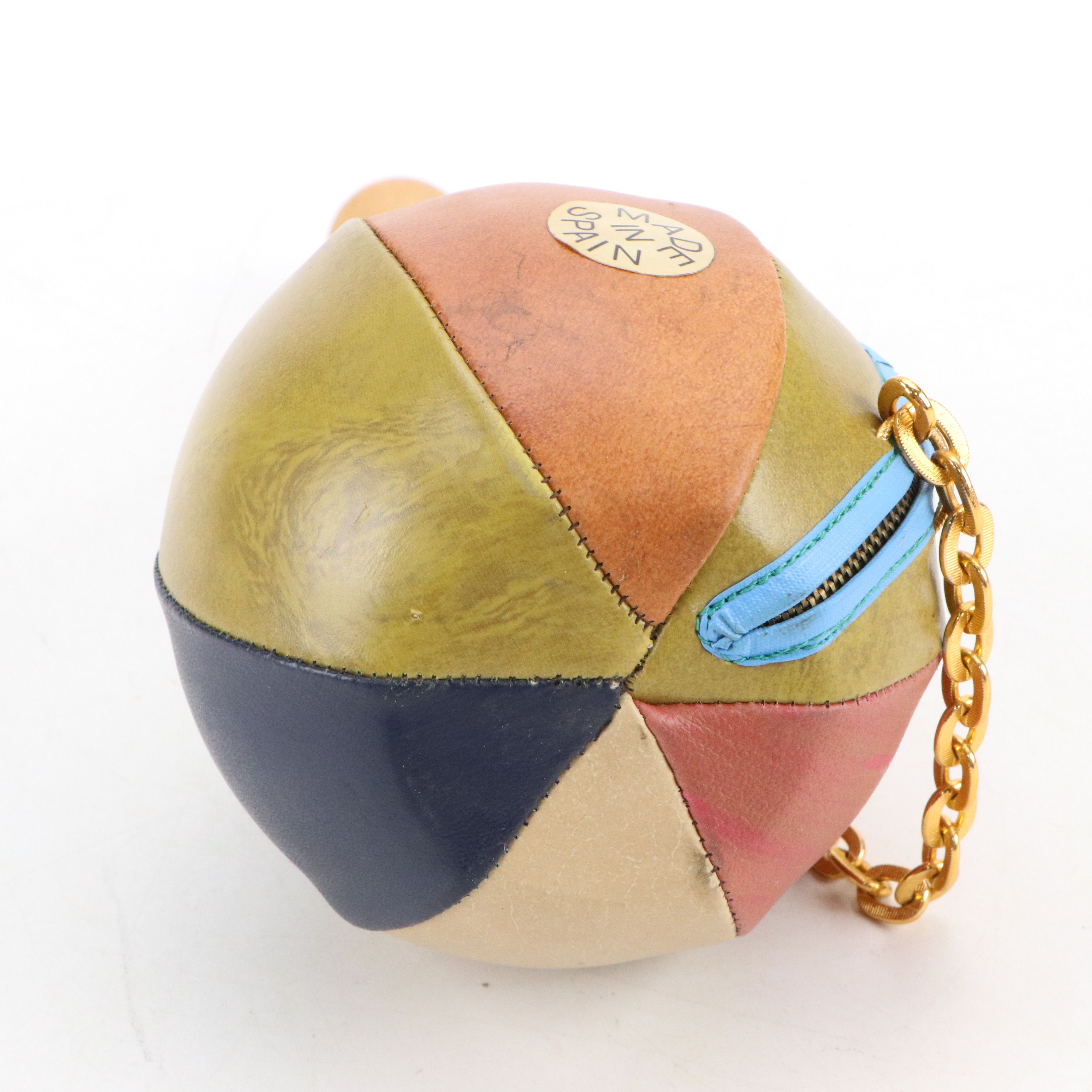 Spanish Multicolor Faux Leather Wrapped Glass Decorative Wine Bottle and Jug