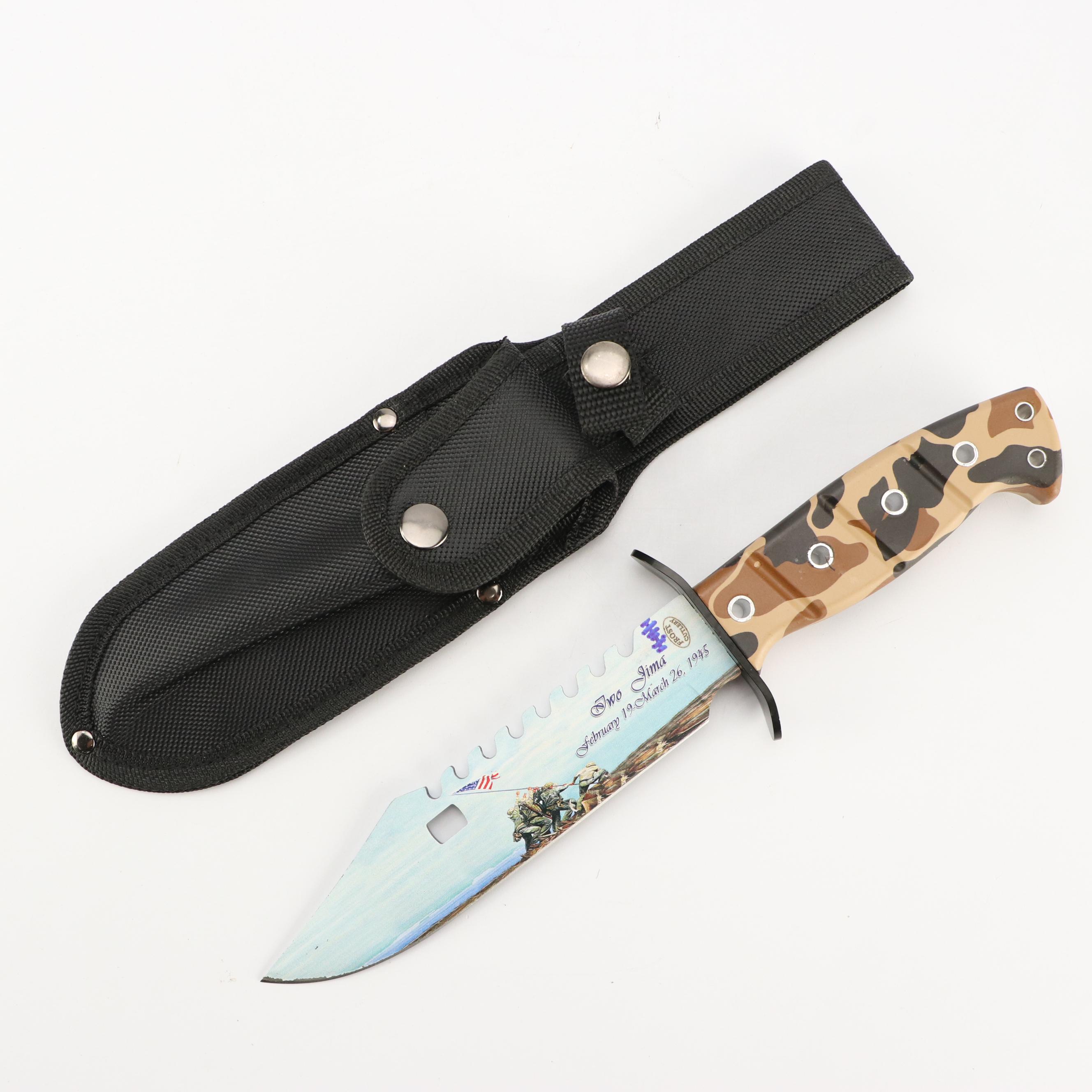 American Hunter and Frost Cutlery Fixed Blade Knives in Scabbards