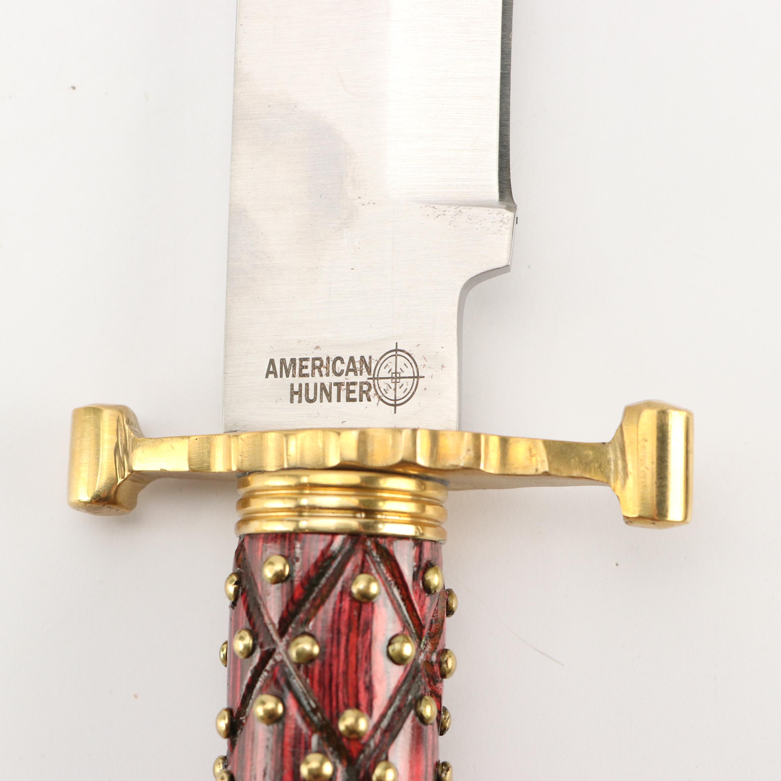 American Hunter and Frost Cutlery Fixed Blade Knives in Scabbards