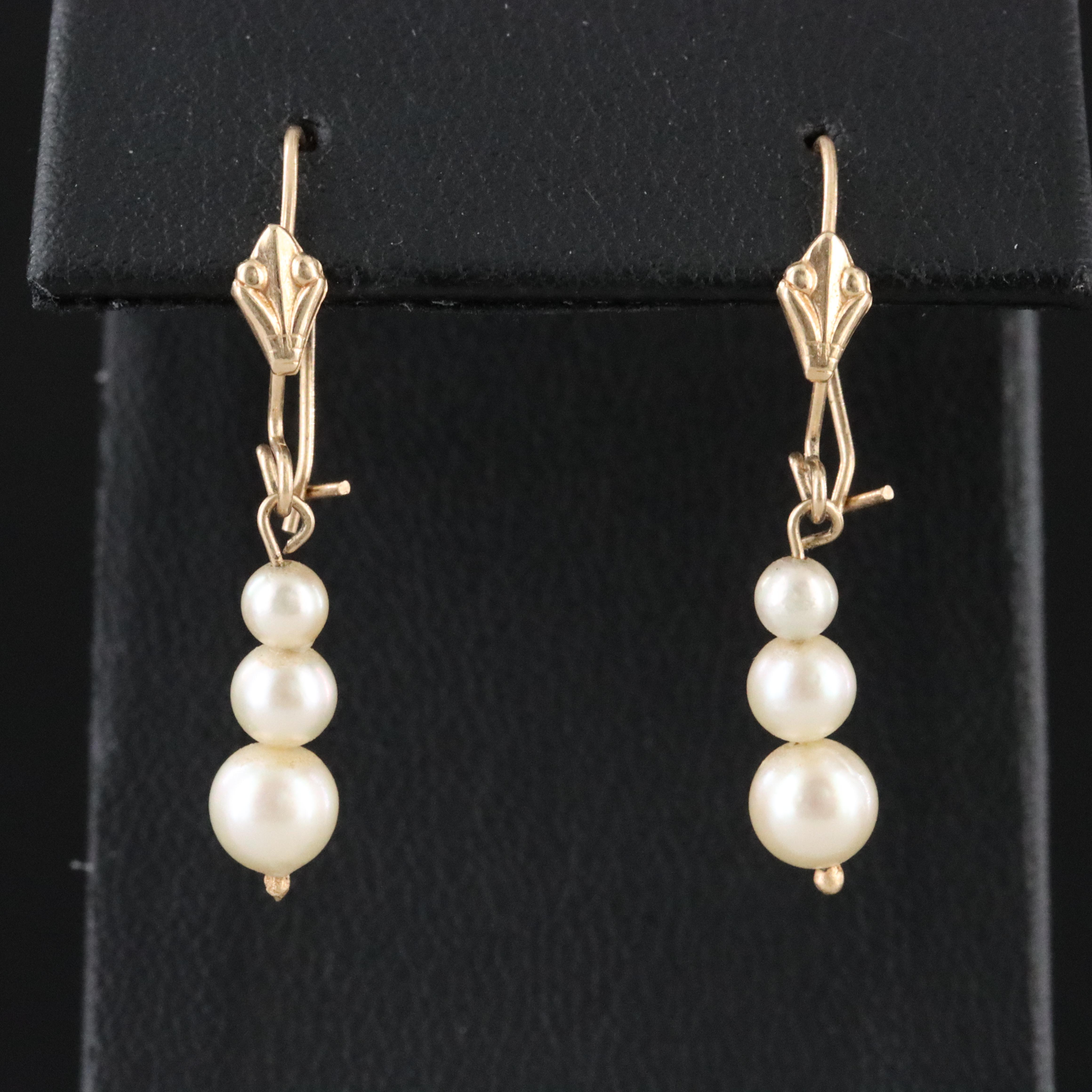 14K Graduated Pearl Earrings
