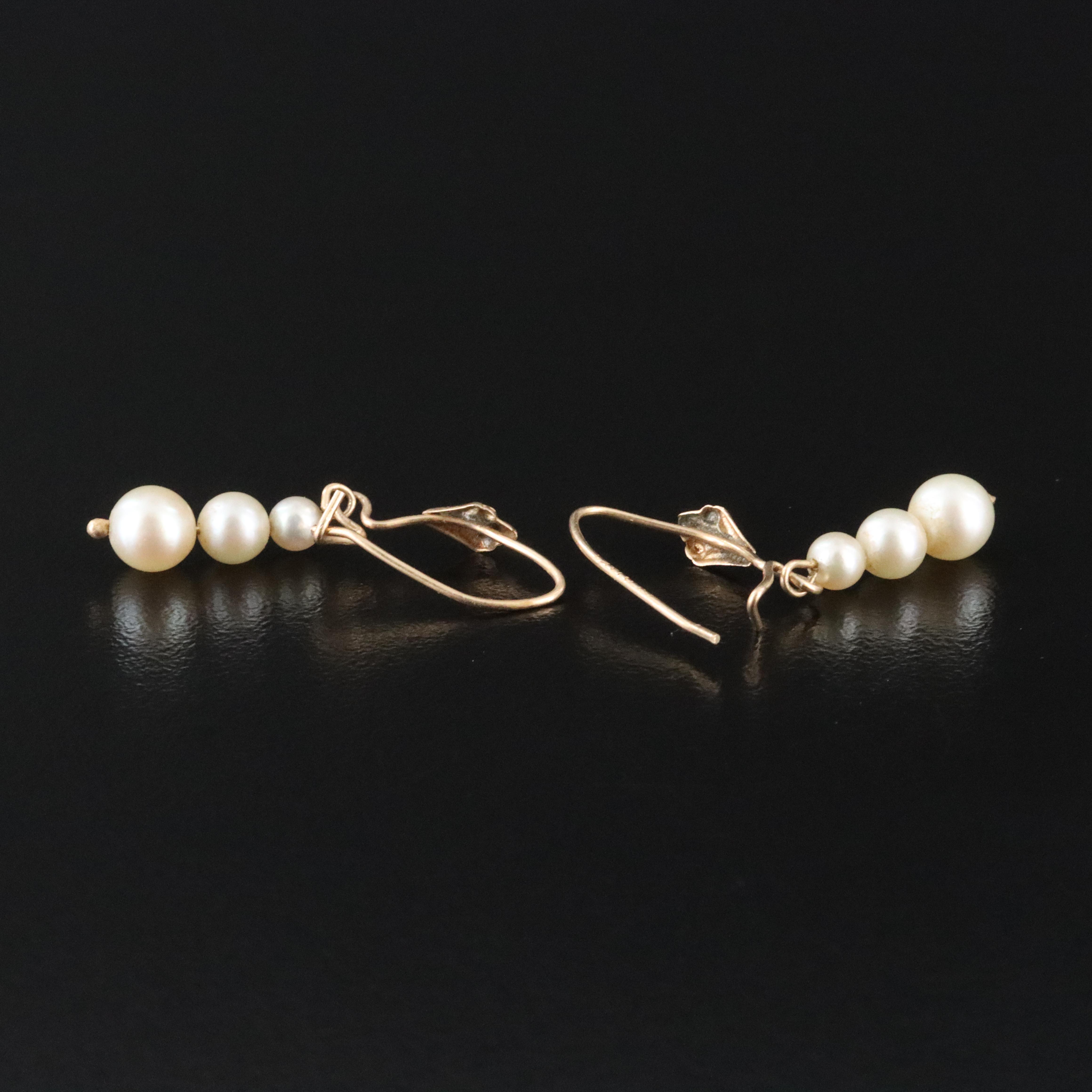 14K Graduated Pearl Earrings