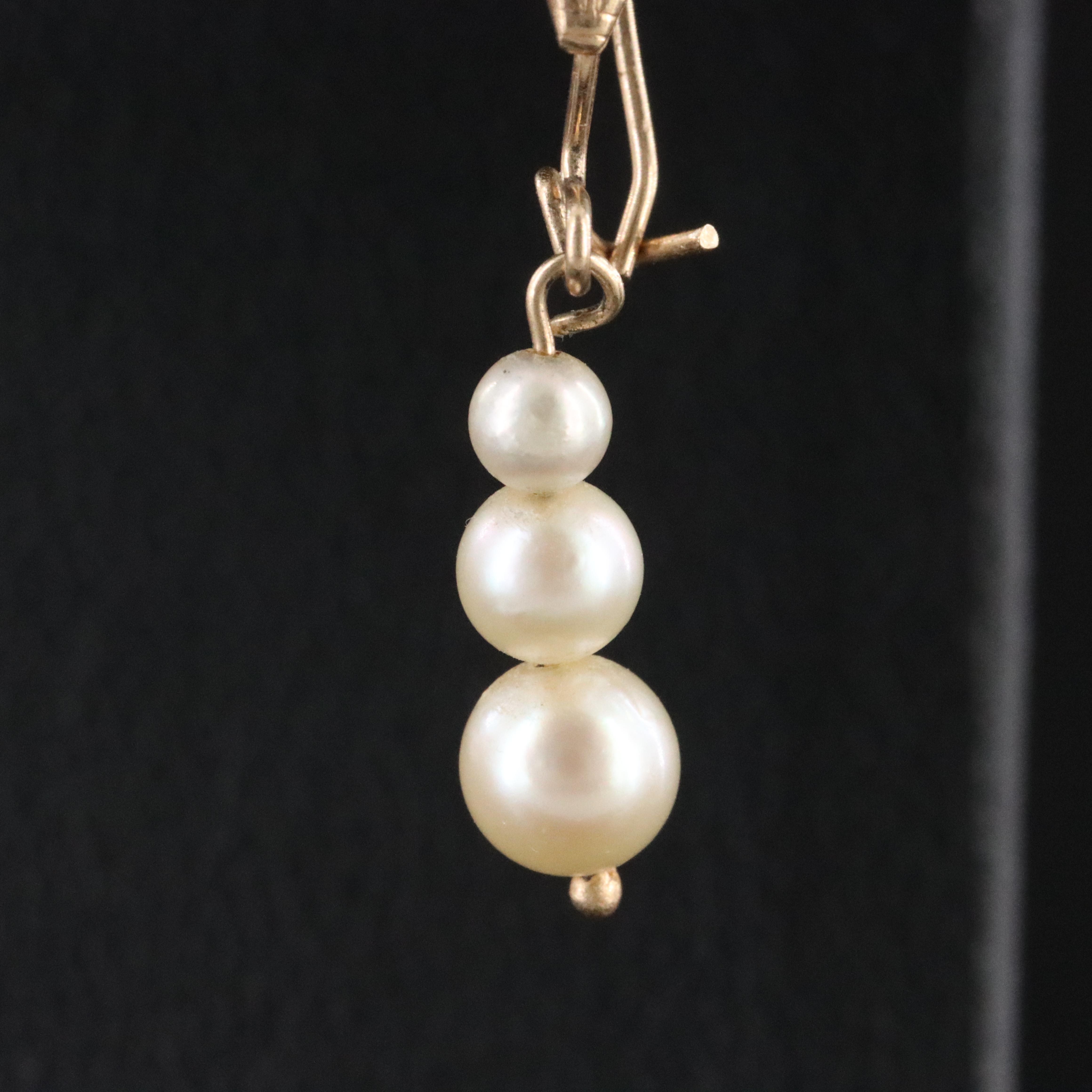 14K Graduated Pearl Earrings