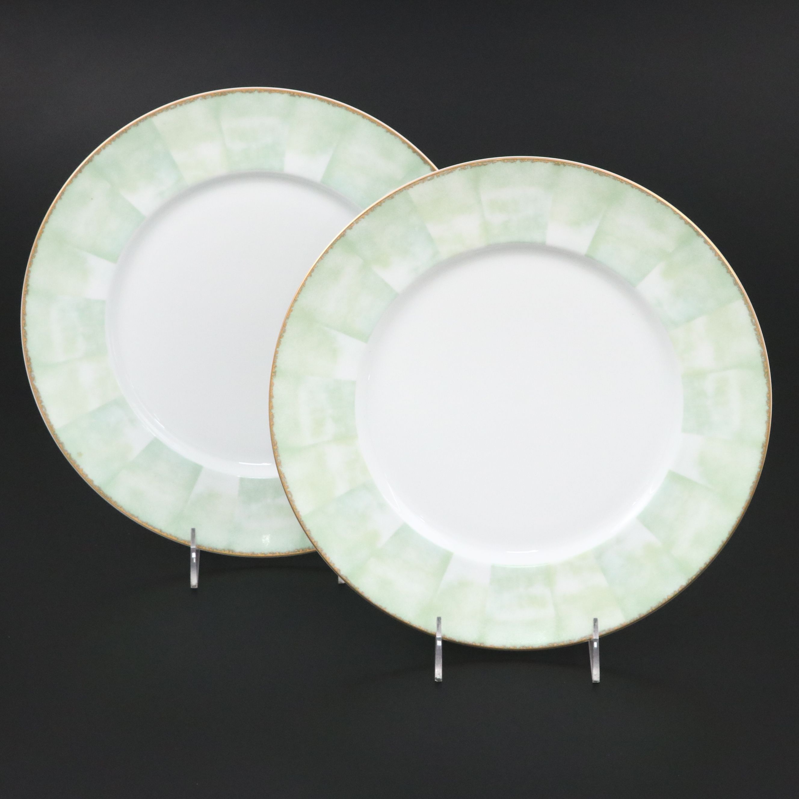 Pair of Lalique "Orchidées" Porcelain Chargers