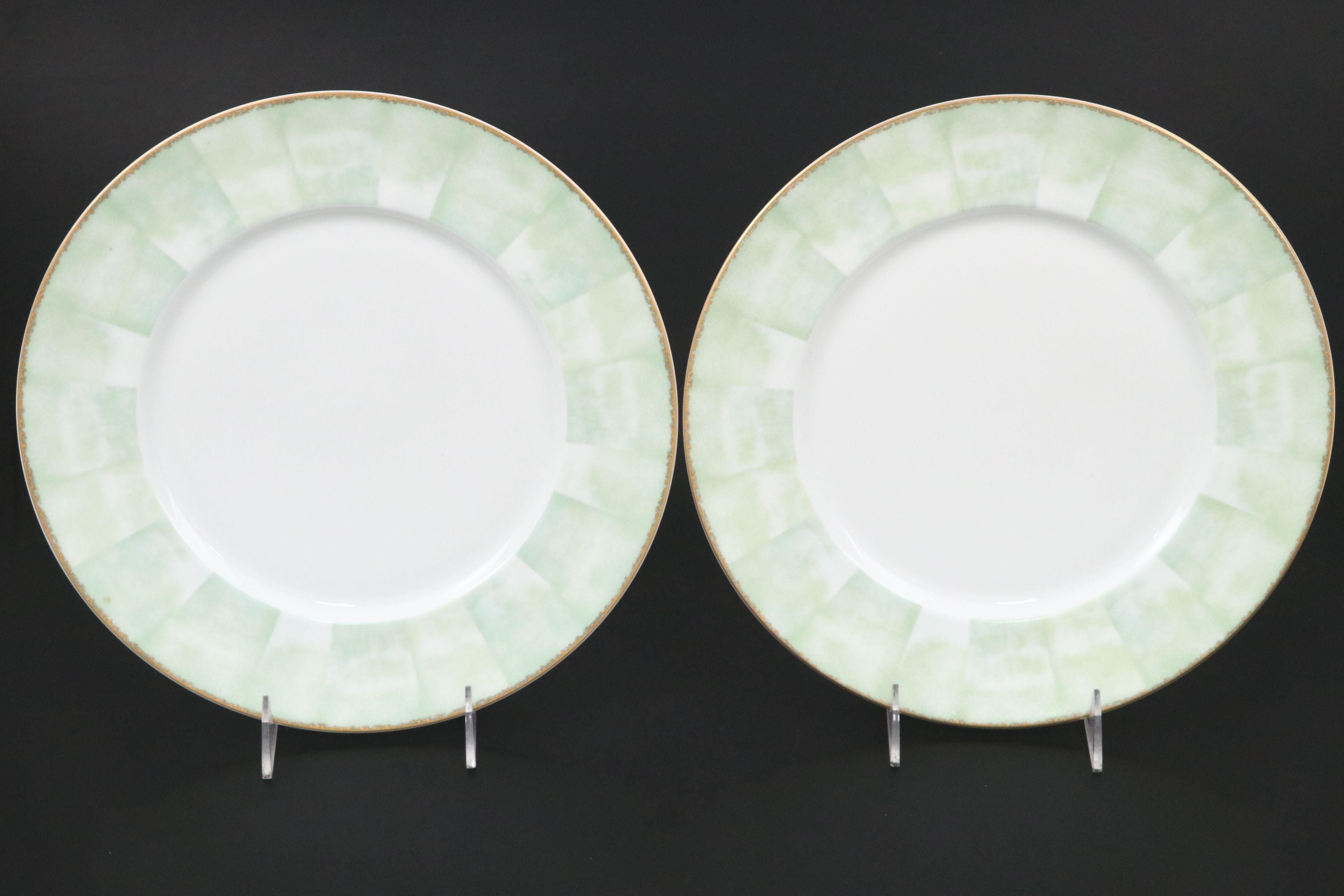 Pair of Lalique "Orchidées" Porcelain Chargers
