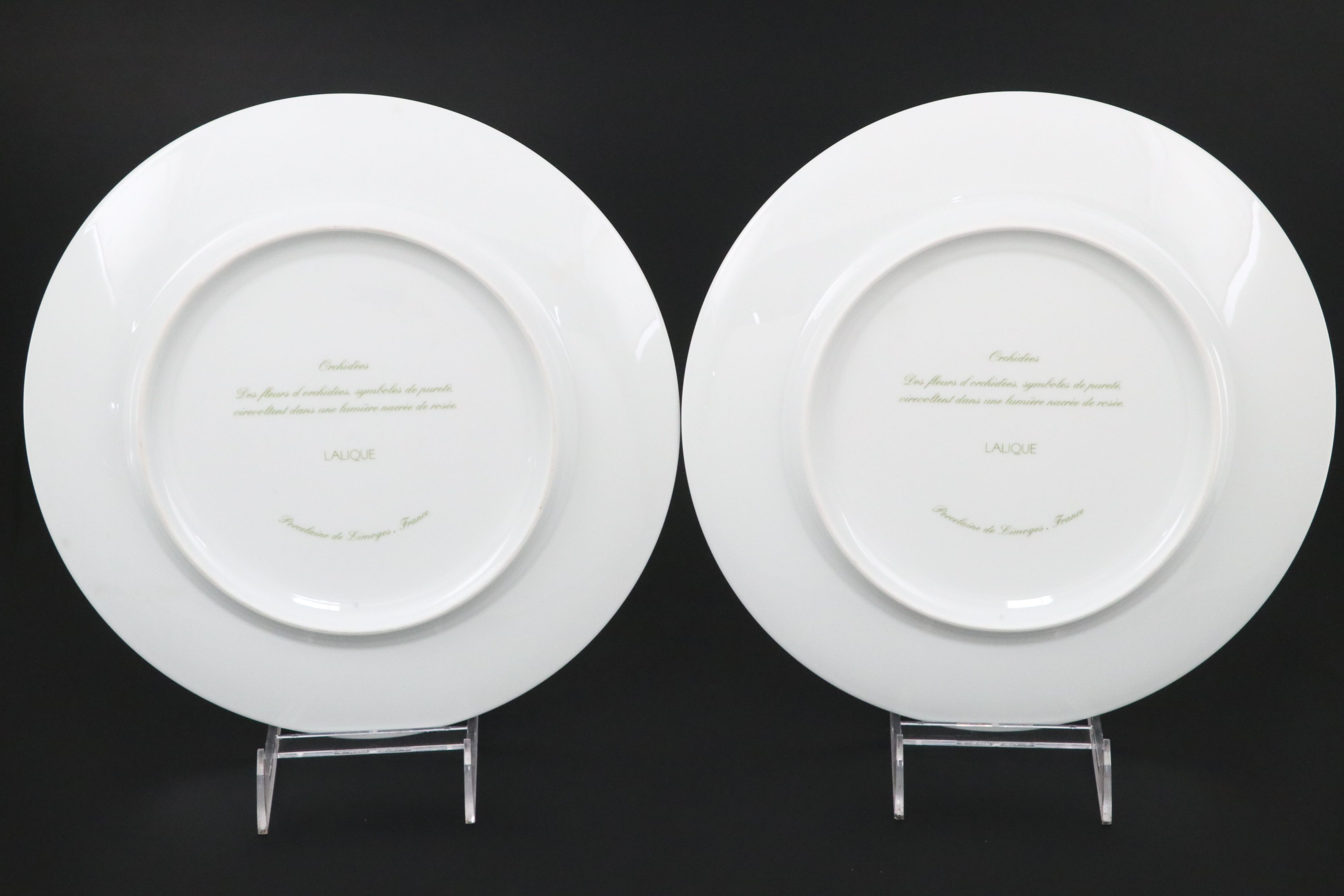 Pair of Lalique "Orchidées" Porcelain Chargers