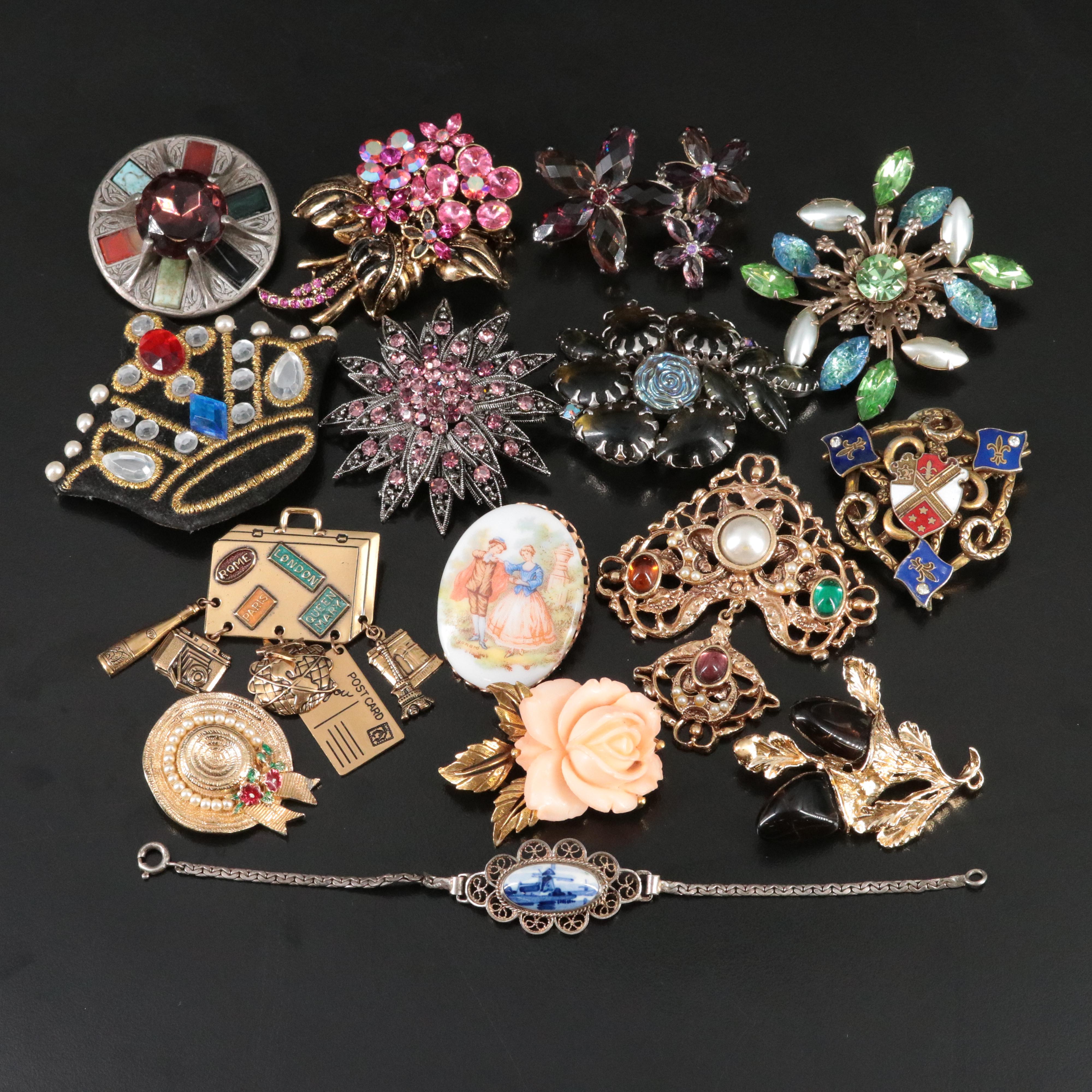 Vintage Gemstone Brooch Collection