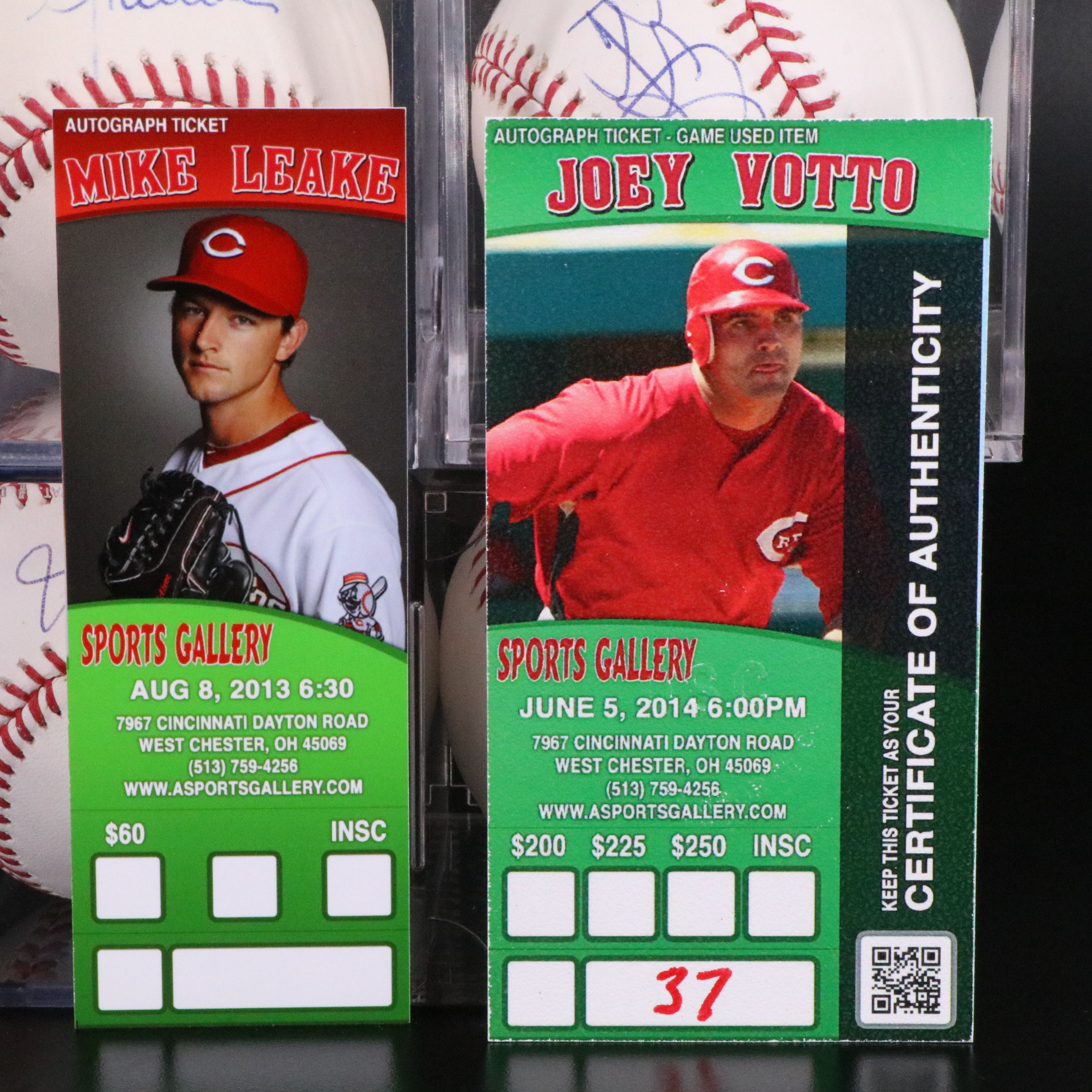 Joey Votto, Brandon Phillips, Homer Bailey, and Mike Leake Signed Baseballs