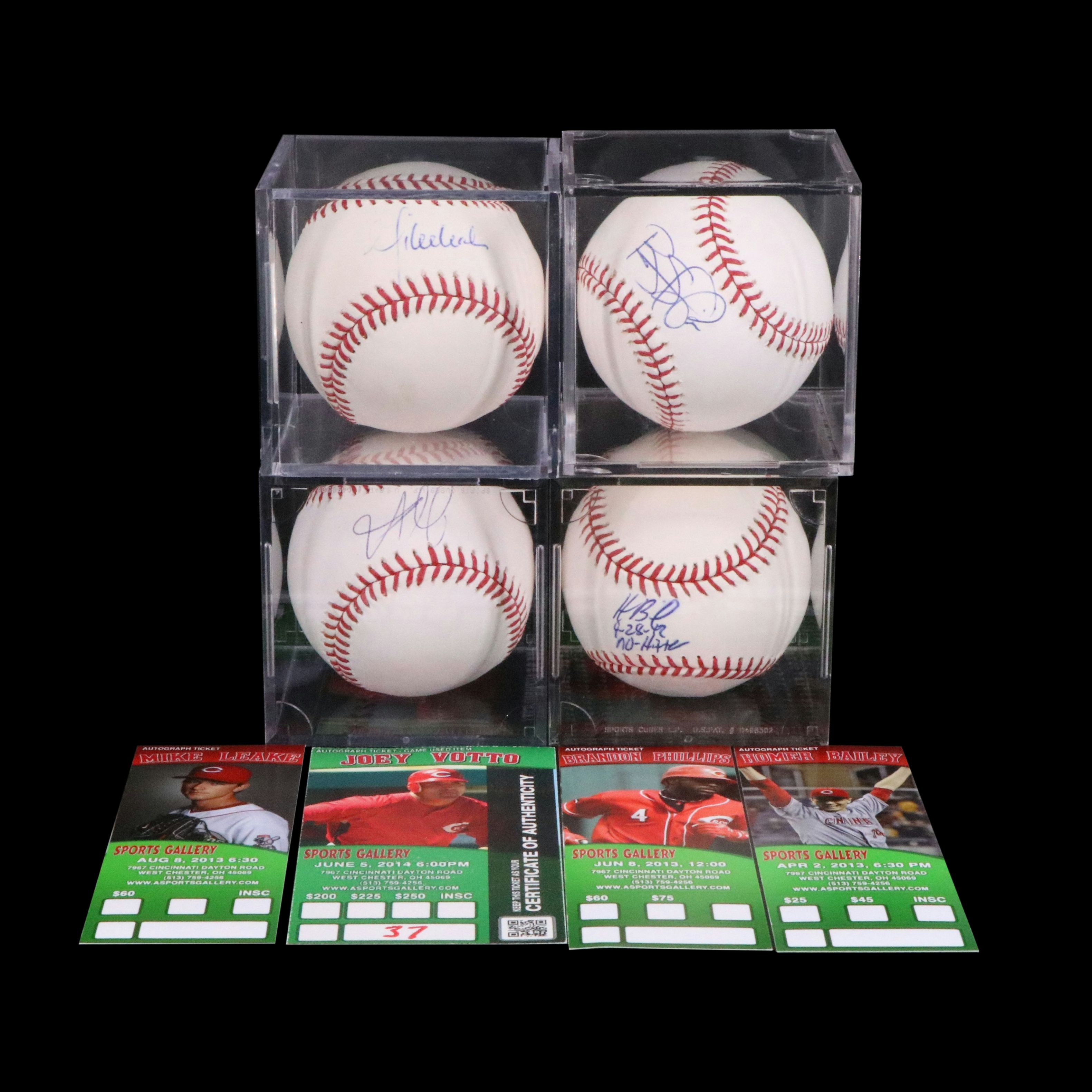 Joey Votto, Brandon Phillips, Homer Bailey, and Mike Leake Signed Baseballs