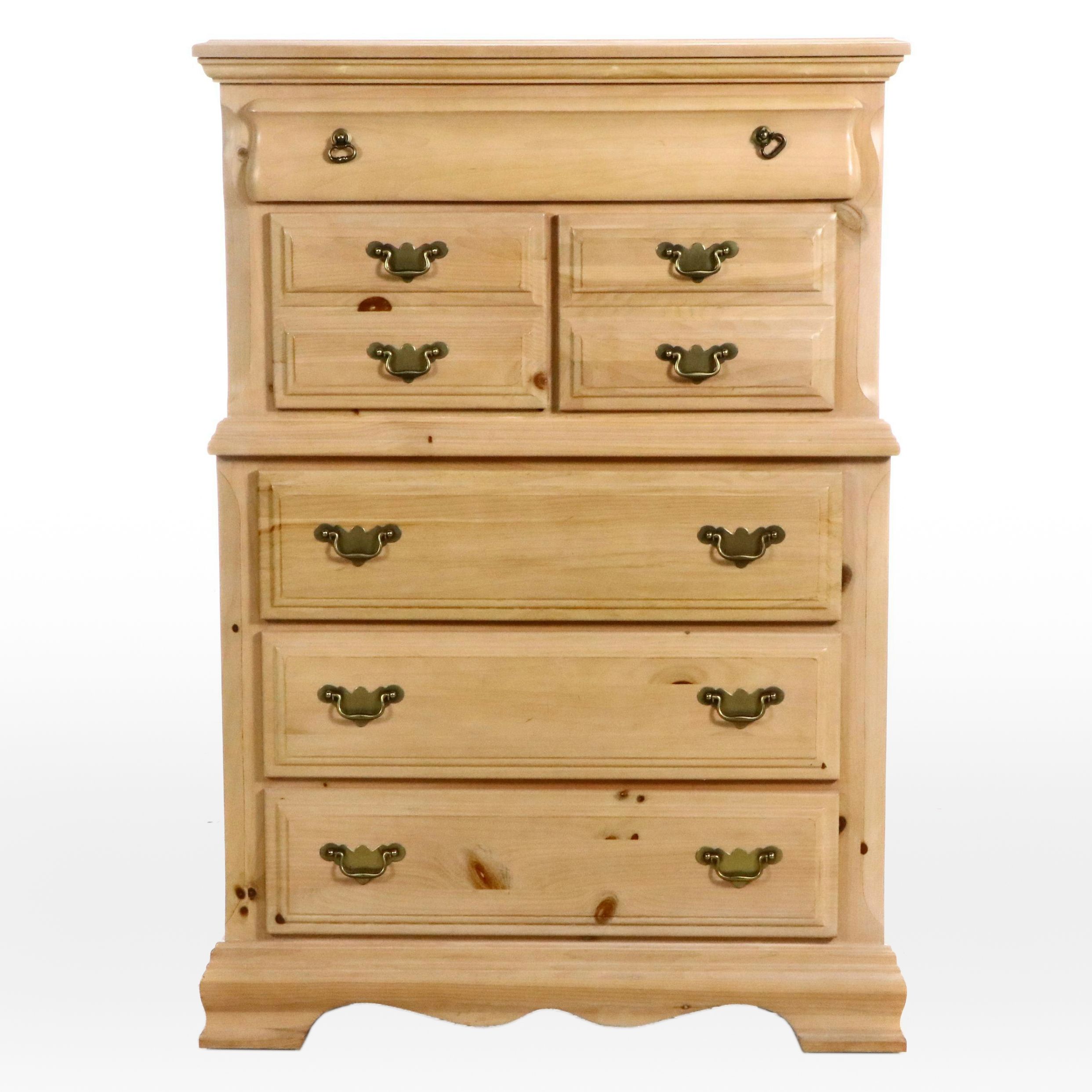American Colonial Style Pine Chest on Chest