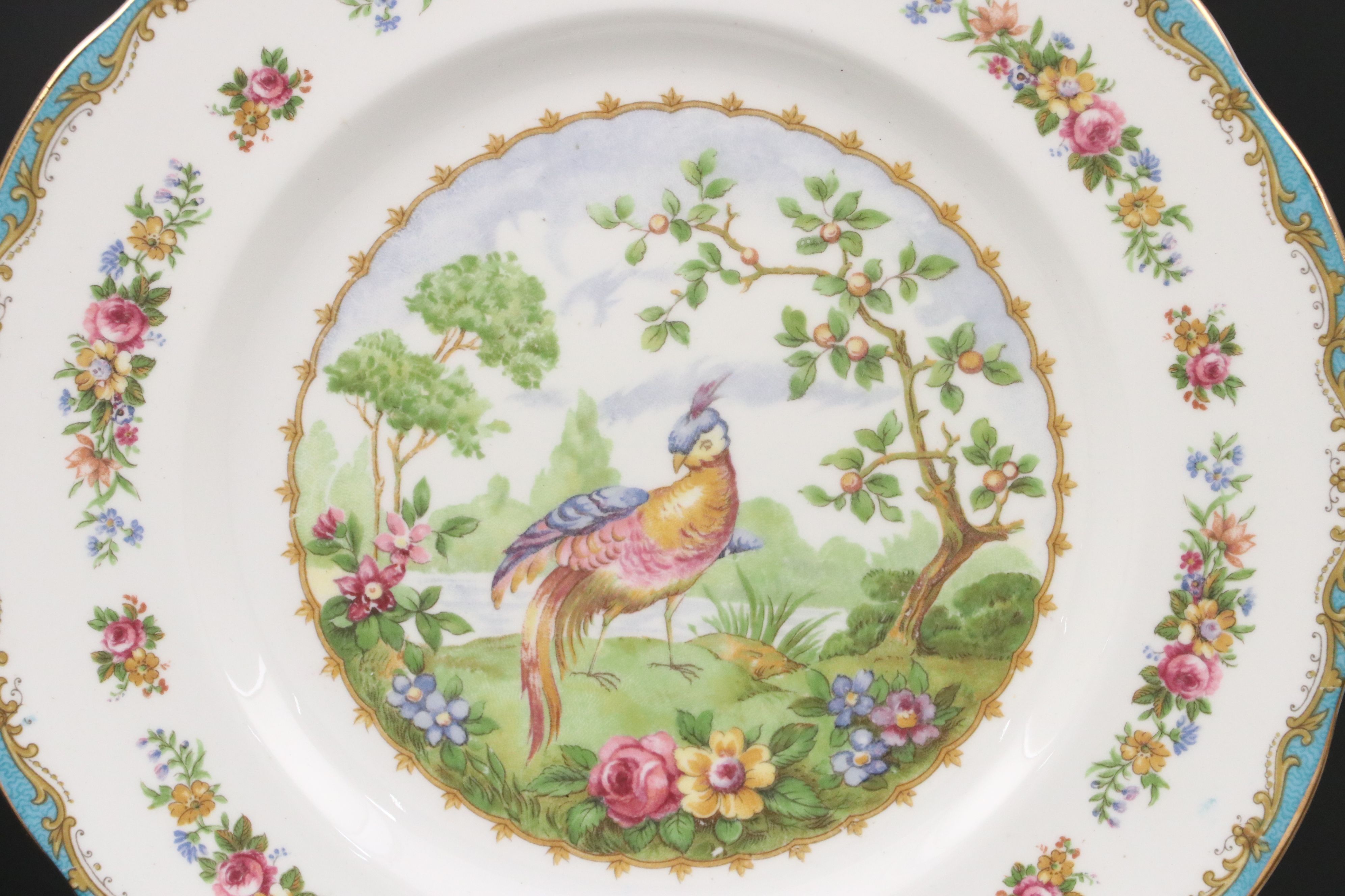 Royal Albert "Chelsea Bird" Bone China Tea Set with Dinner Plates, 1980–1981