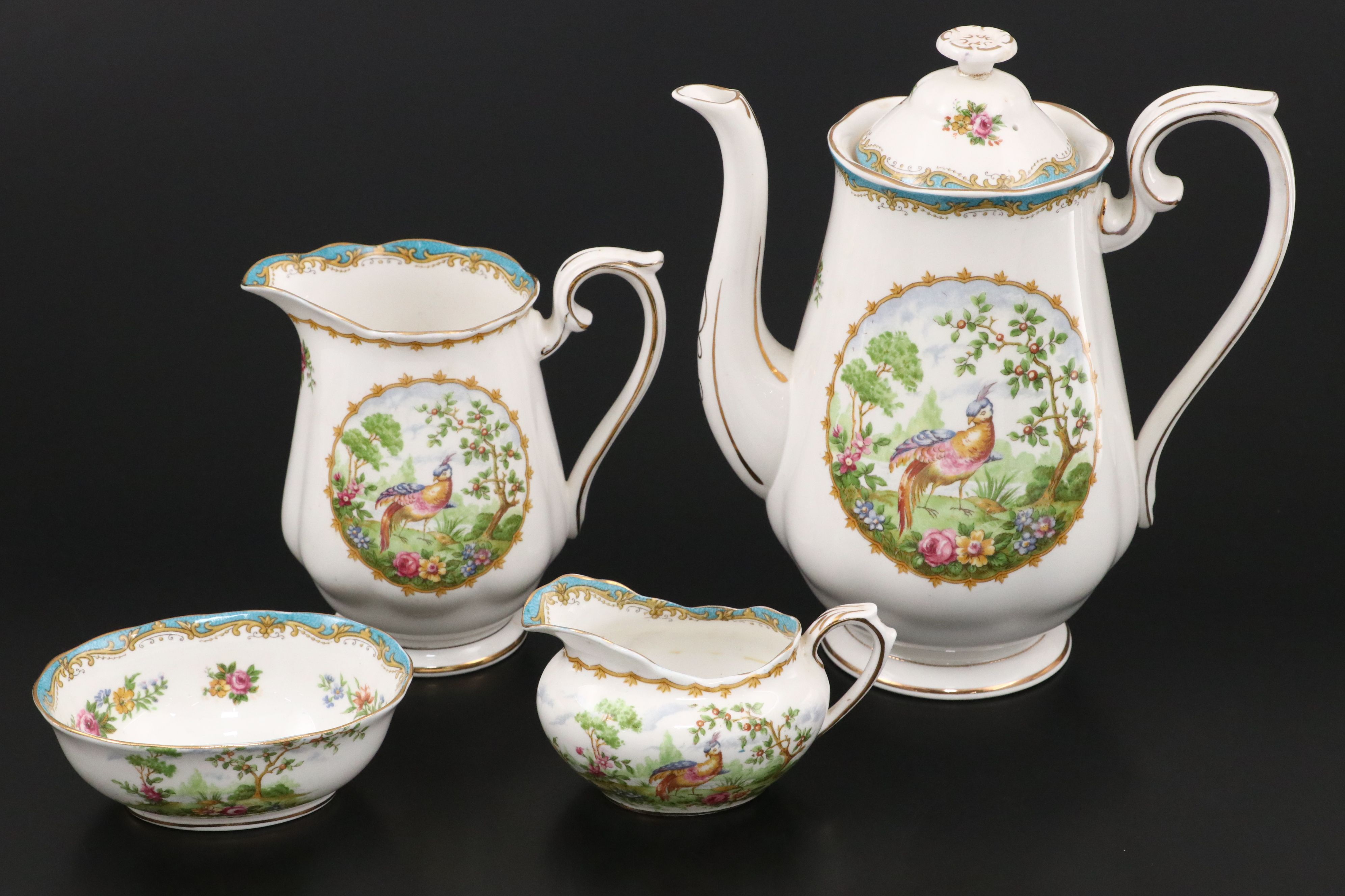 Royal Albert "Chelsea Bird" Bone China Tea Set with Dinner Plates, 1980–1981