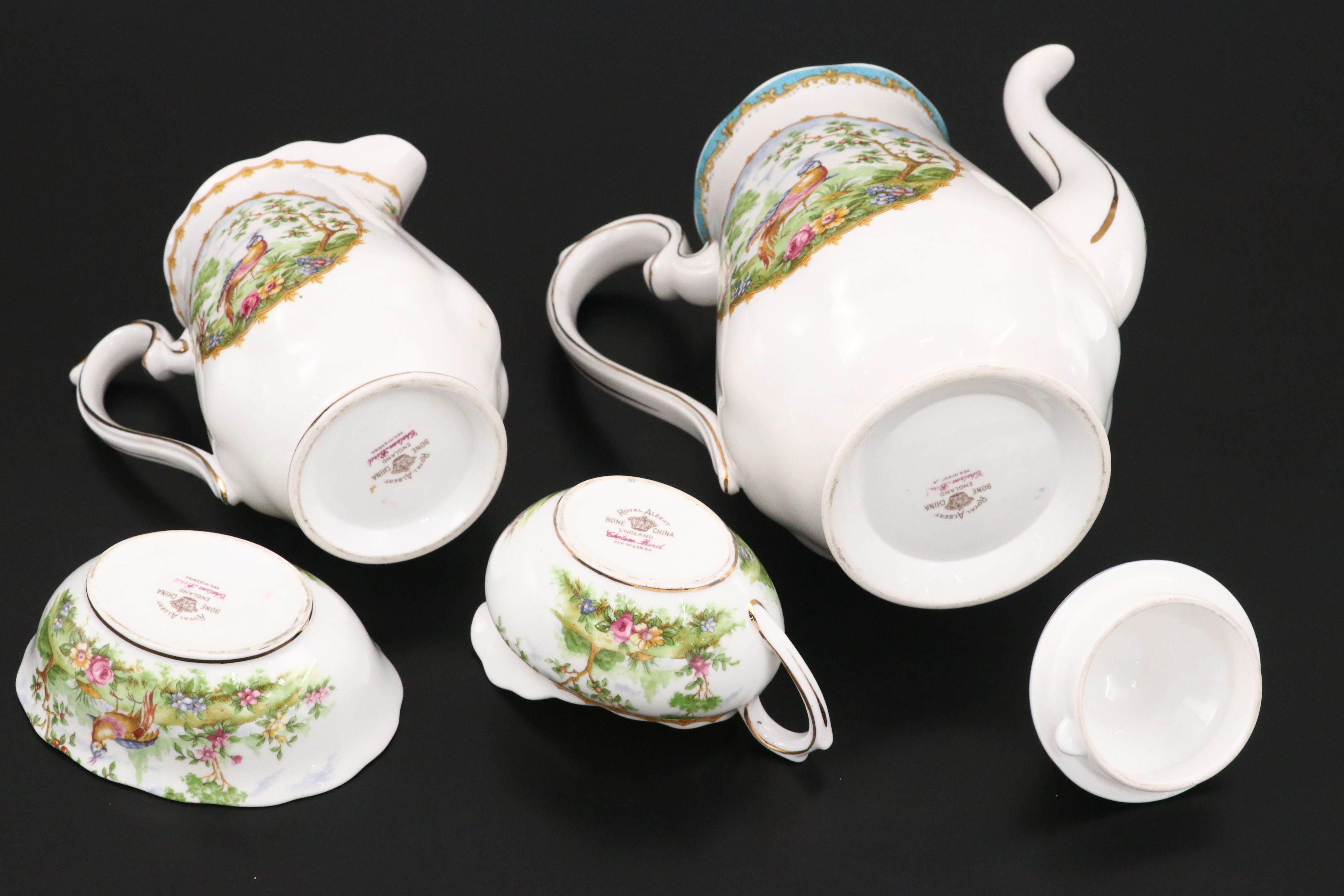 Royal Albert "Chelsea Bird" Bone China Tea Set with Dinner Plates, 1980–1981