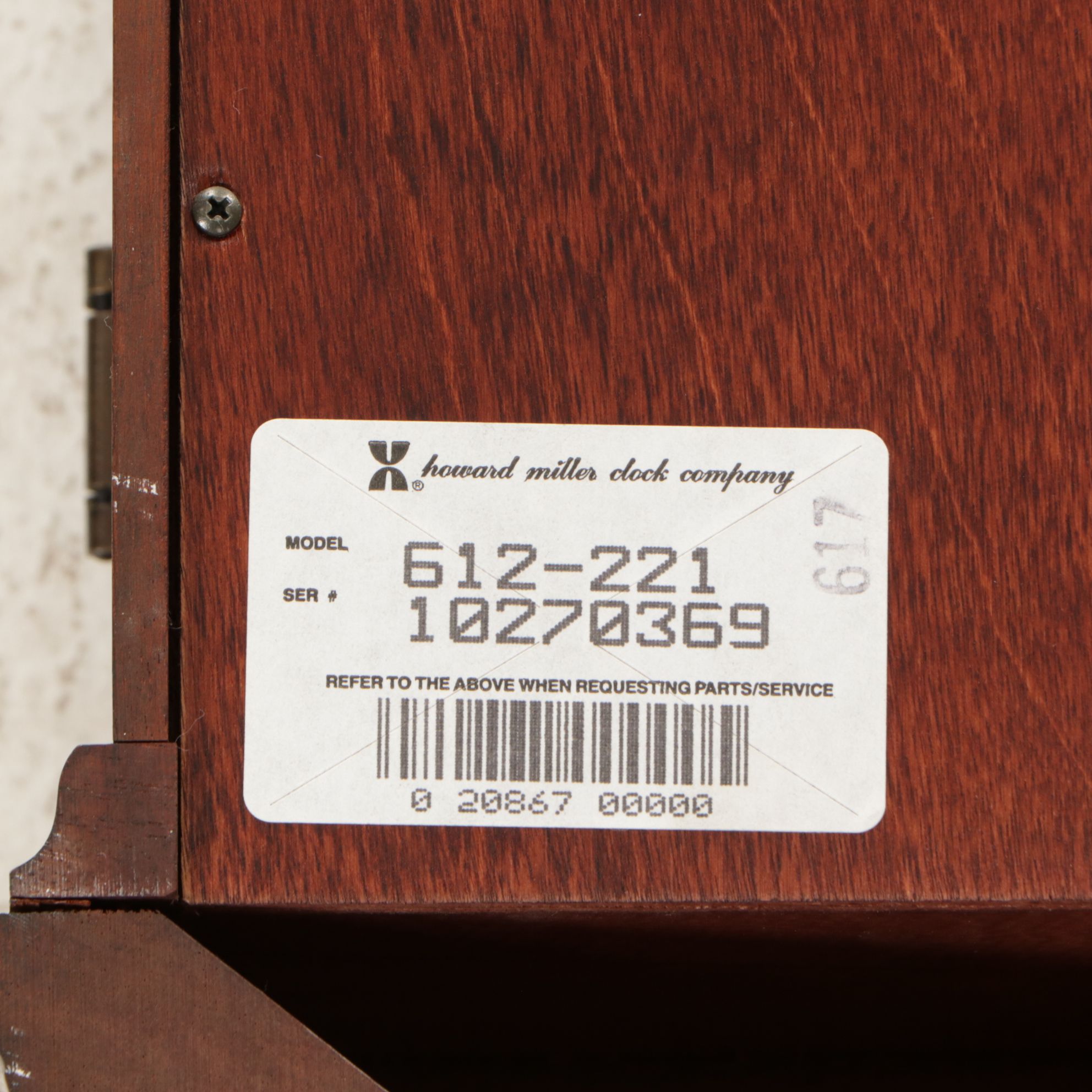 Howard Miller Mahogany Case Wall Clock, Late 20th Century