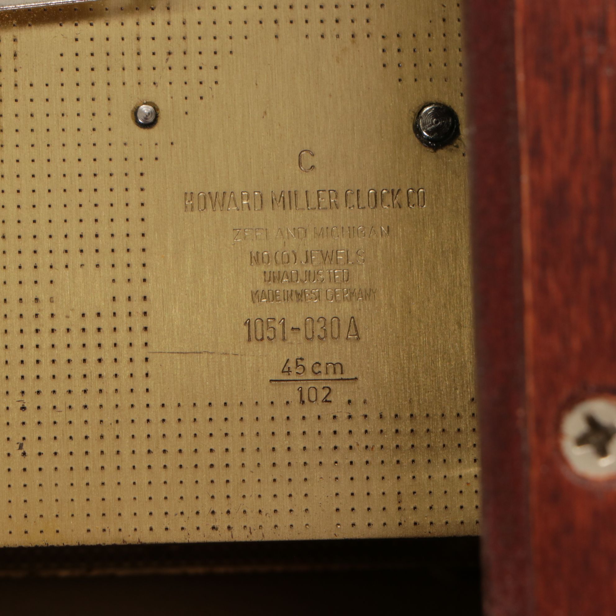 Howard Miller Mahogany Case Wall Clock, Late 20th Century