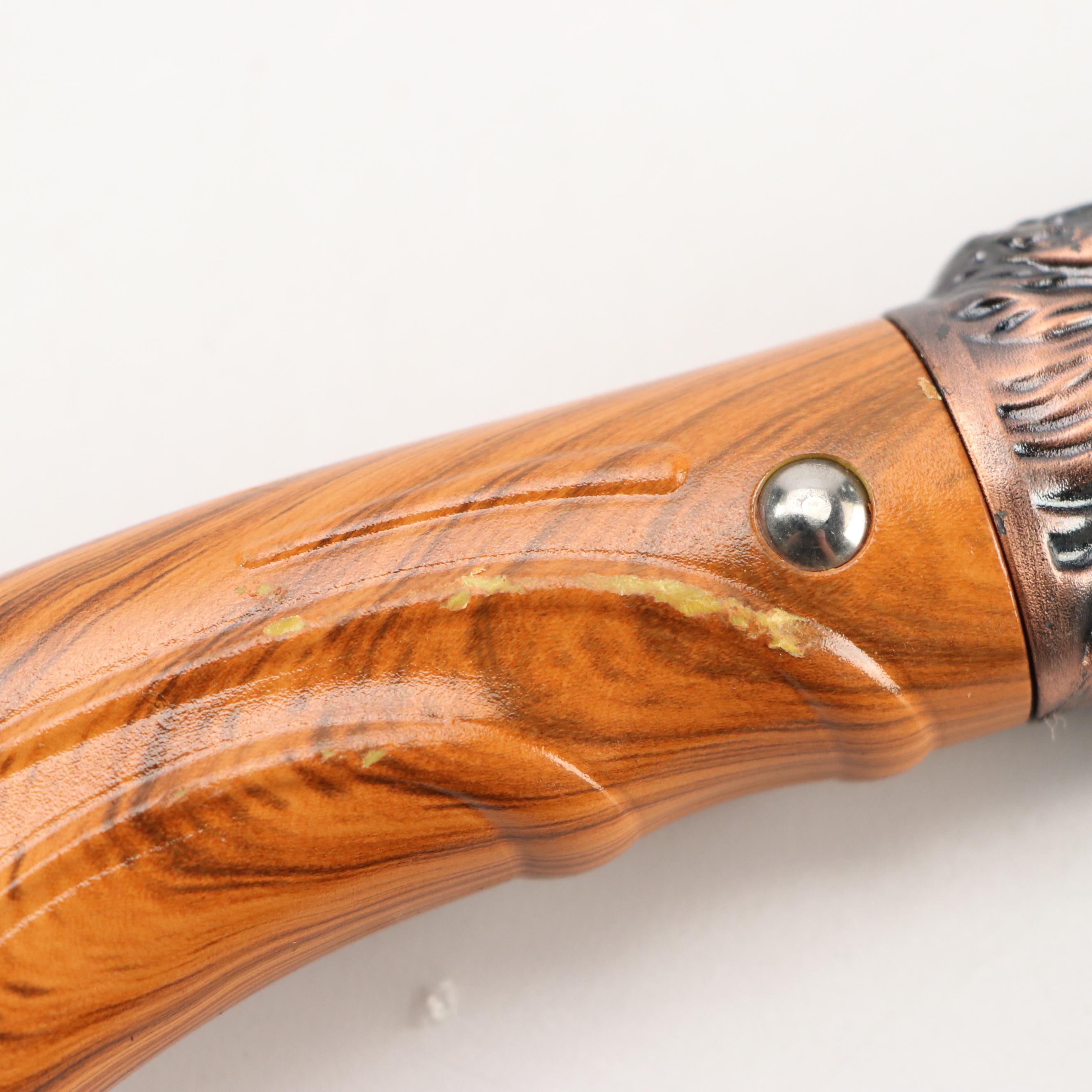 Damascus Steel and Antler Handled Skinner Knives with Hunting Knives and Cleaver