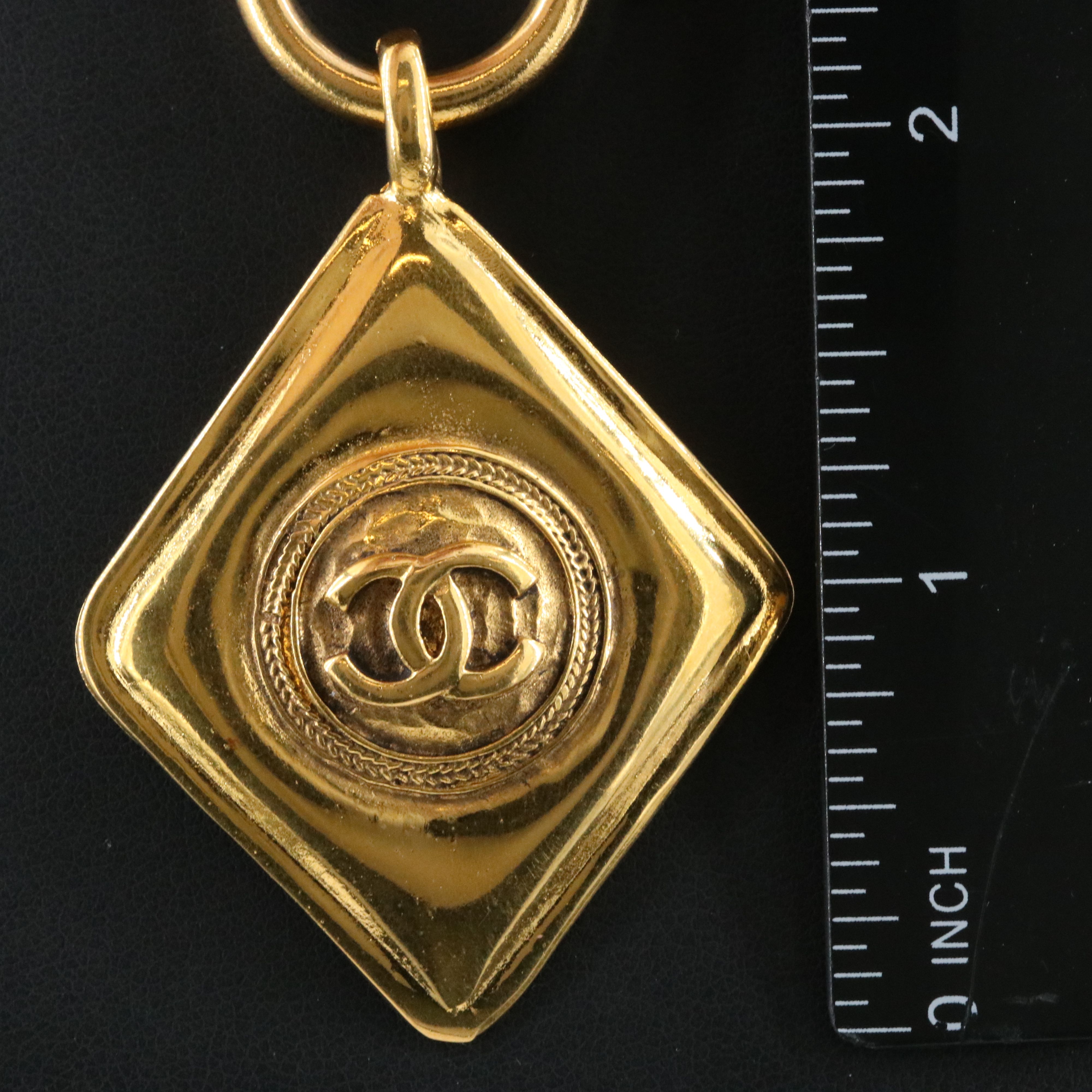 Chanel CC Rhombus Shaped Pendant Necklace