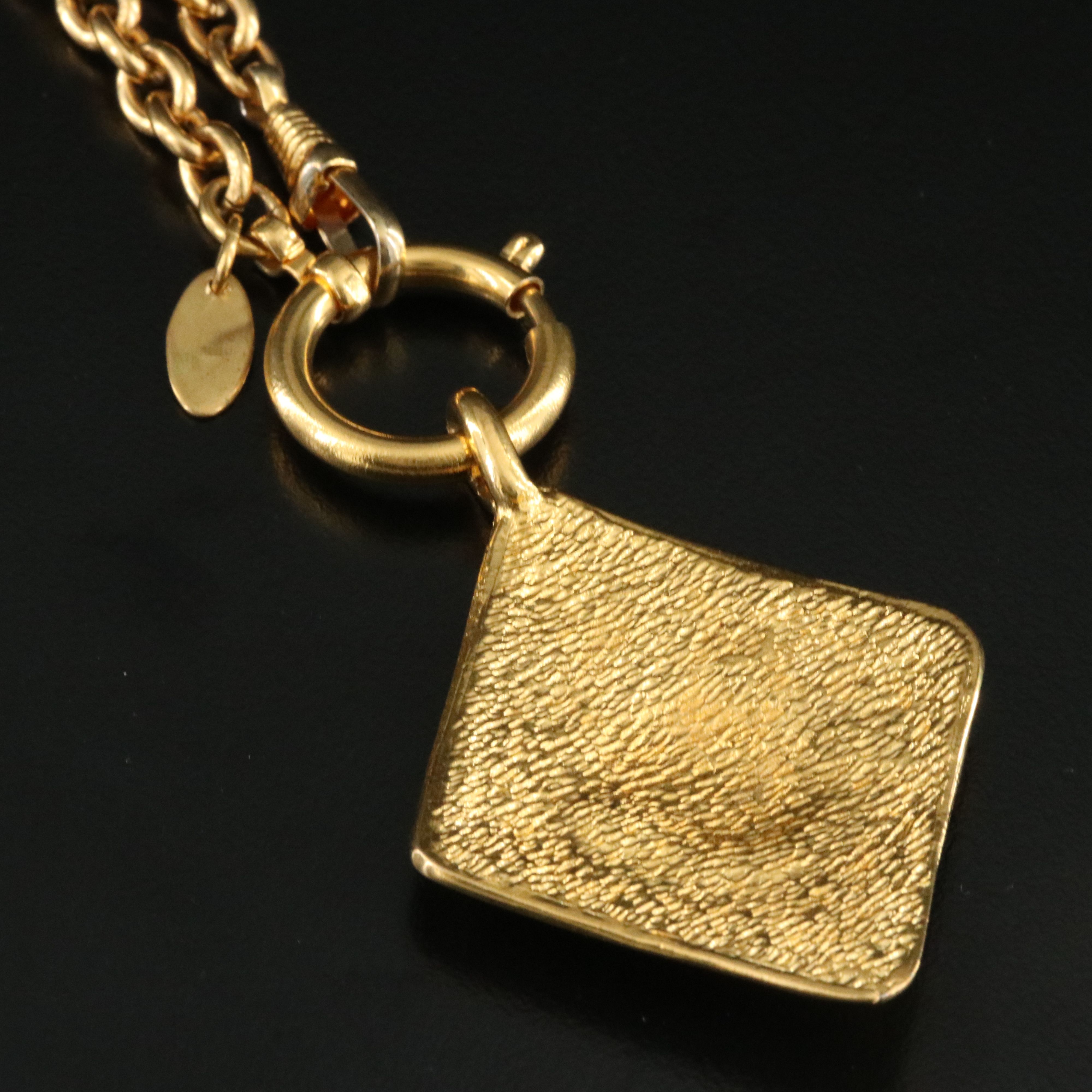 Chanel CC Rhombus Shaped Pendant Necklace
