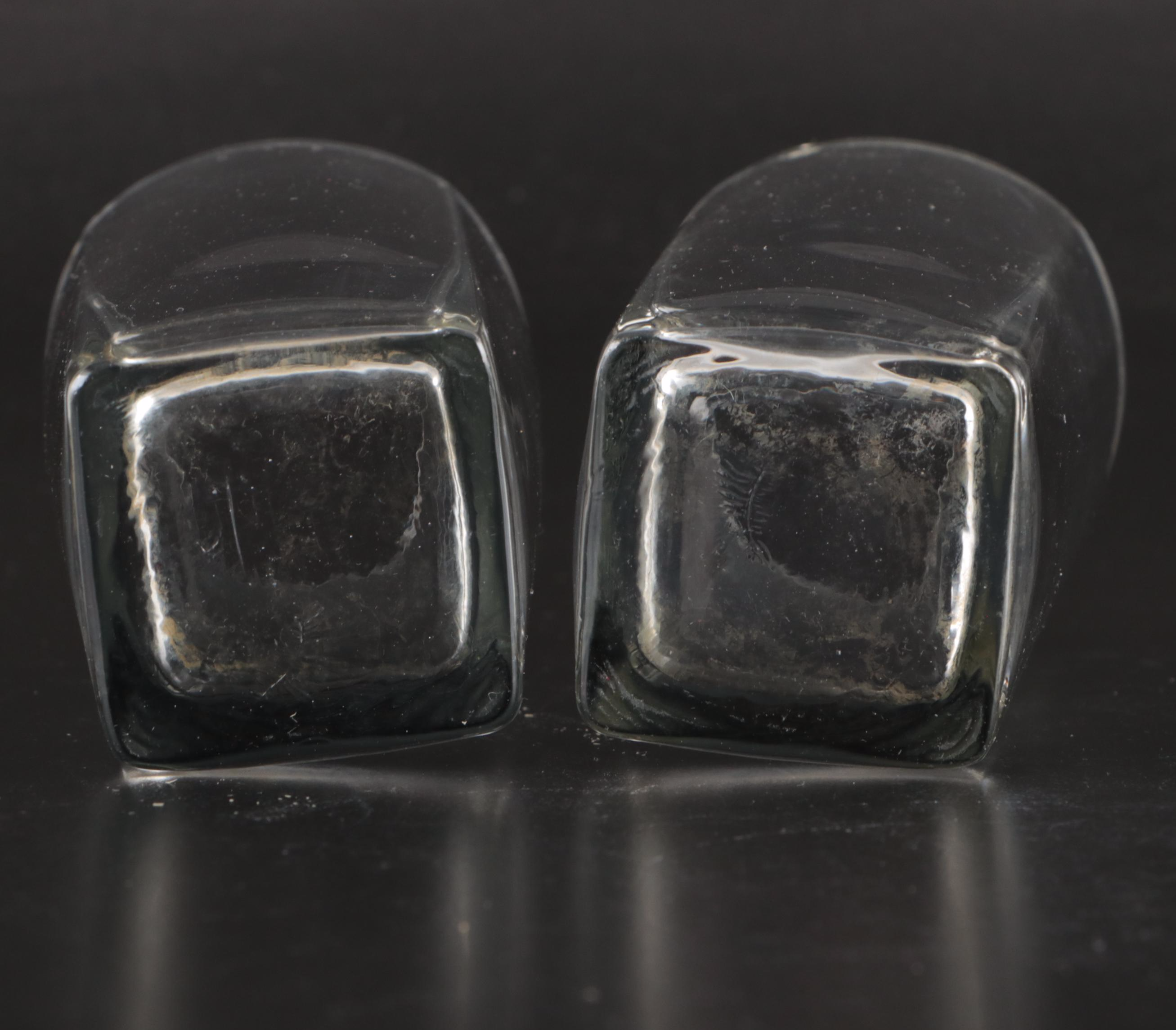 Glass Tumblers with Pink, Green, Purple and Blue Square Base