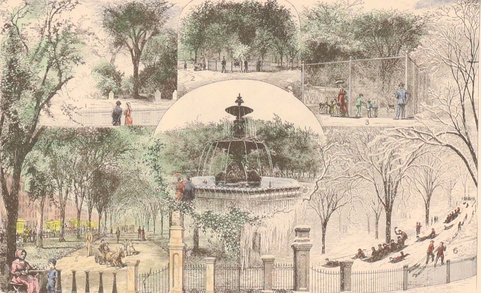 Hand-Colored Wood Engravings of Boston Landmarks, Late 19th Century