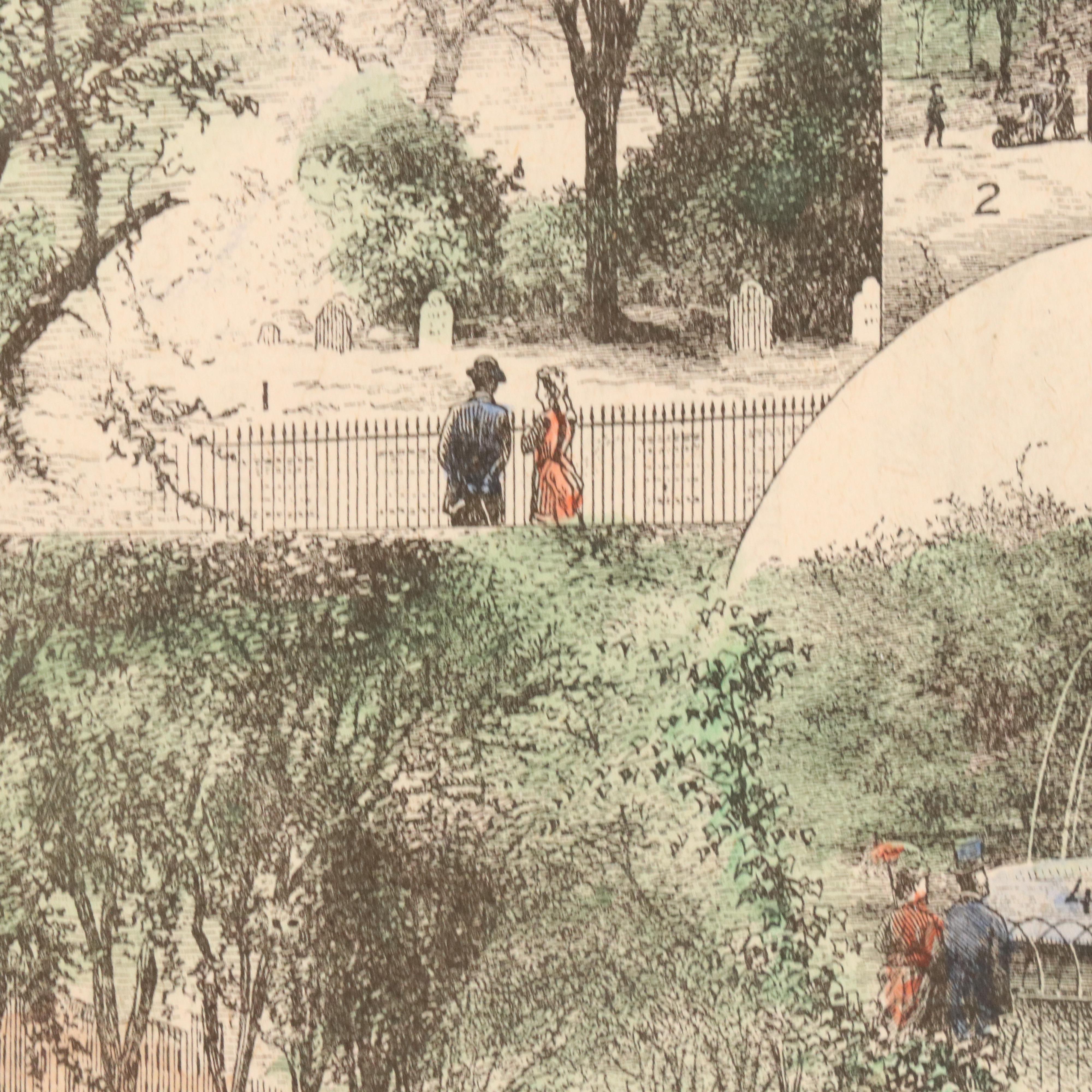 Hand-Colored Wood Engravings of Boston Landmarks, Late 19th Century