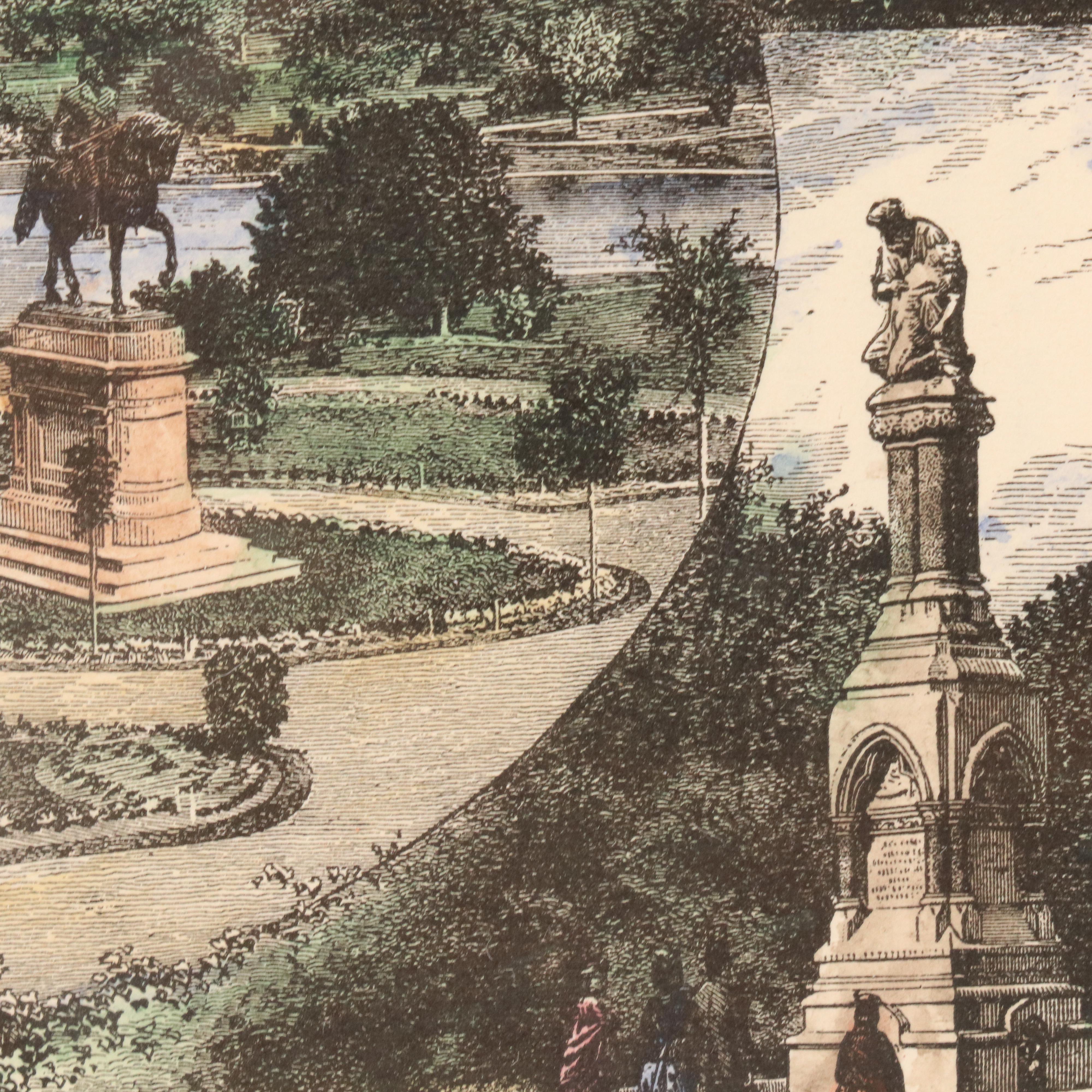 Hand-Colored Wood Engravings of Boston Landmarks, Late 19th Century