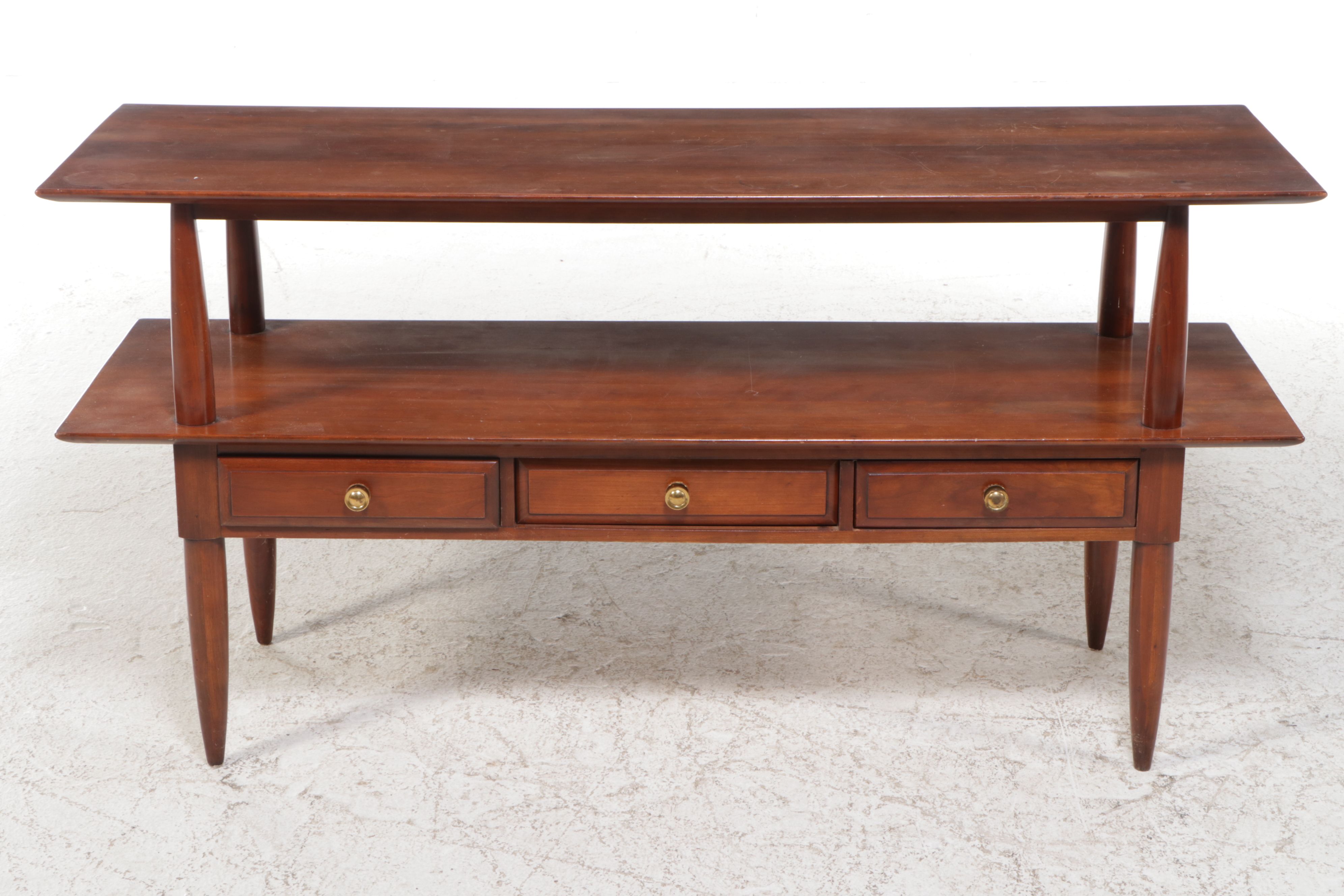 Willett Mid Century Modern Transitional Cherry Console Table