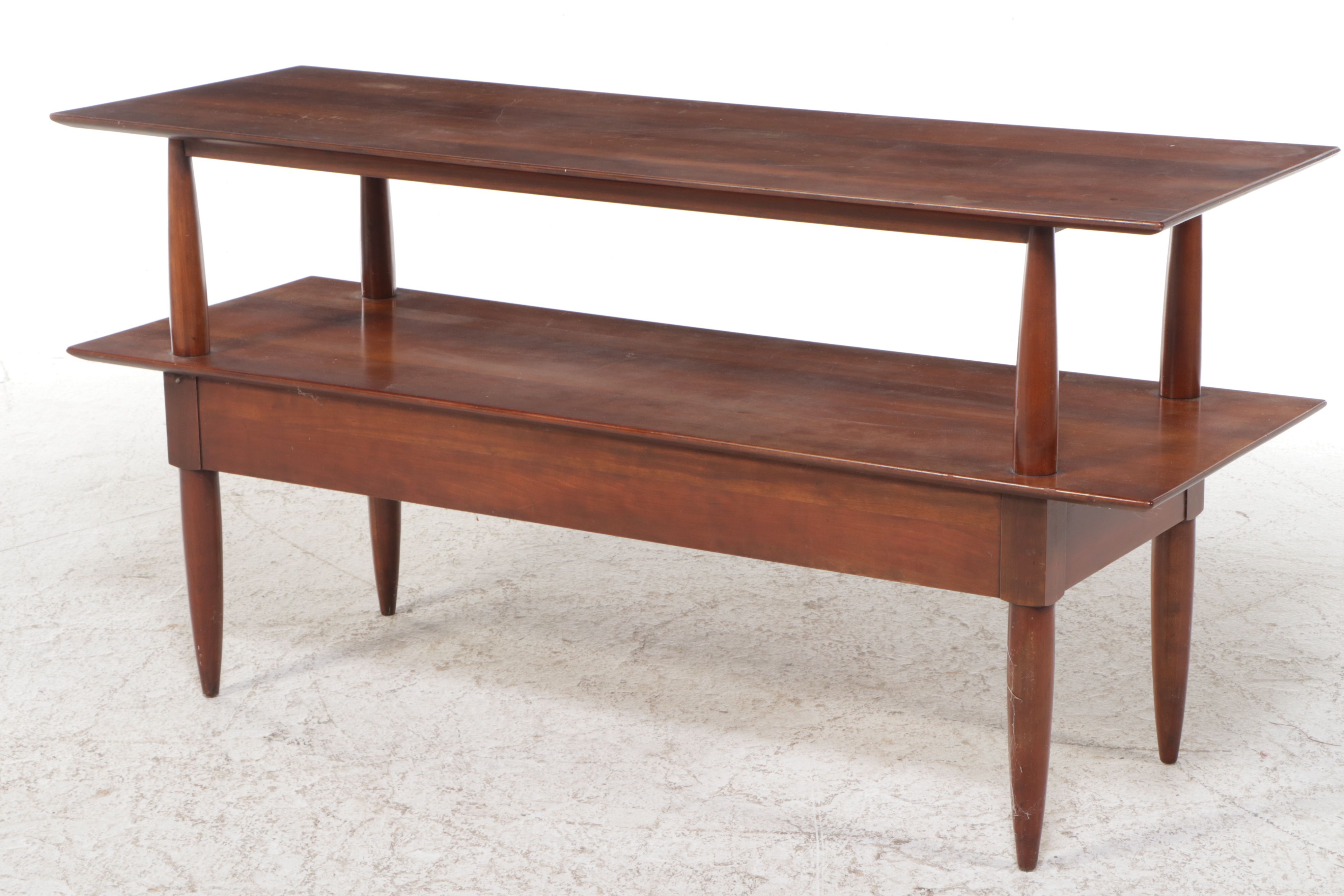 Willett Mid Century Modern Transitional Cherry Console Table