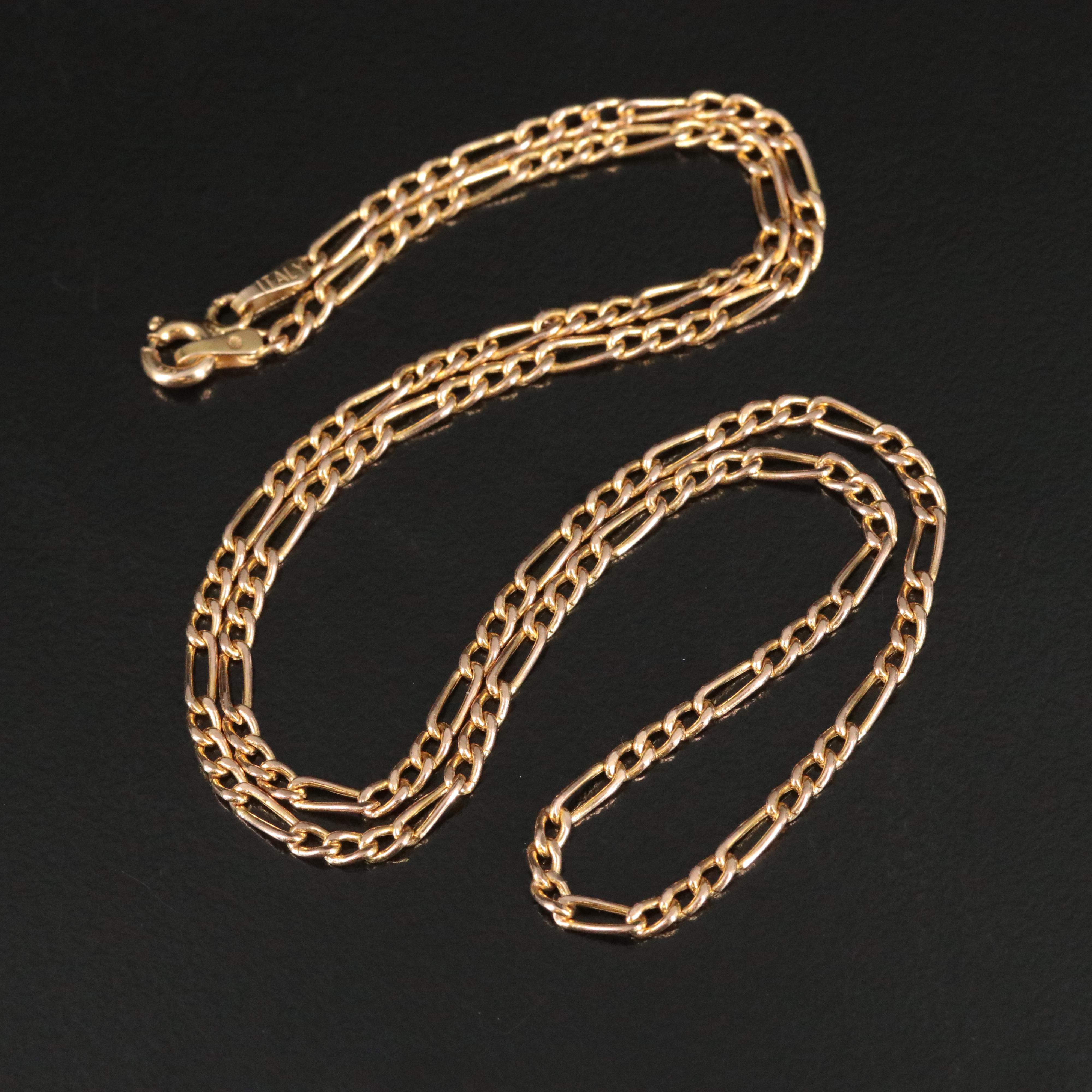 Italian 14K Figaro Chain Necklace
