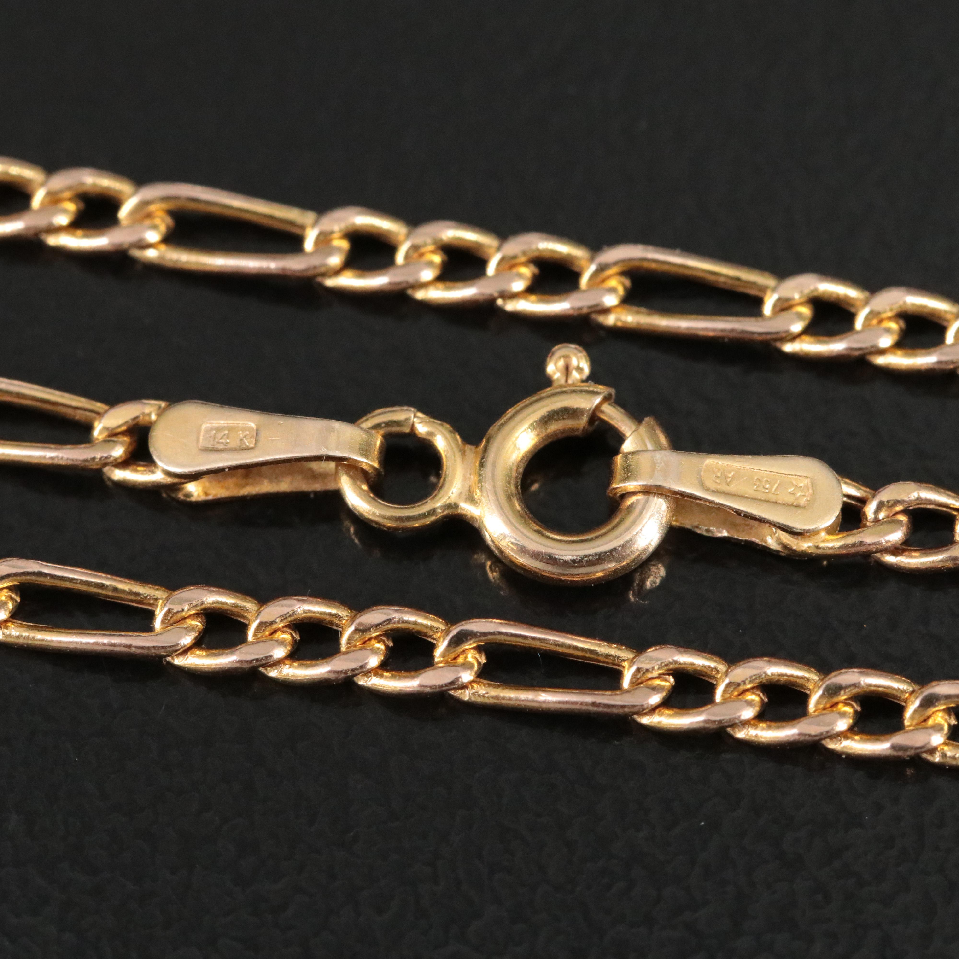 Italian 14K Figaro Chain Necklace
