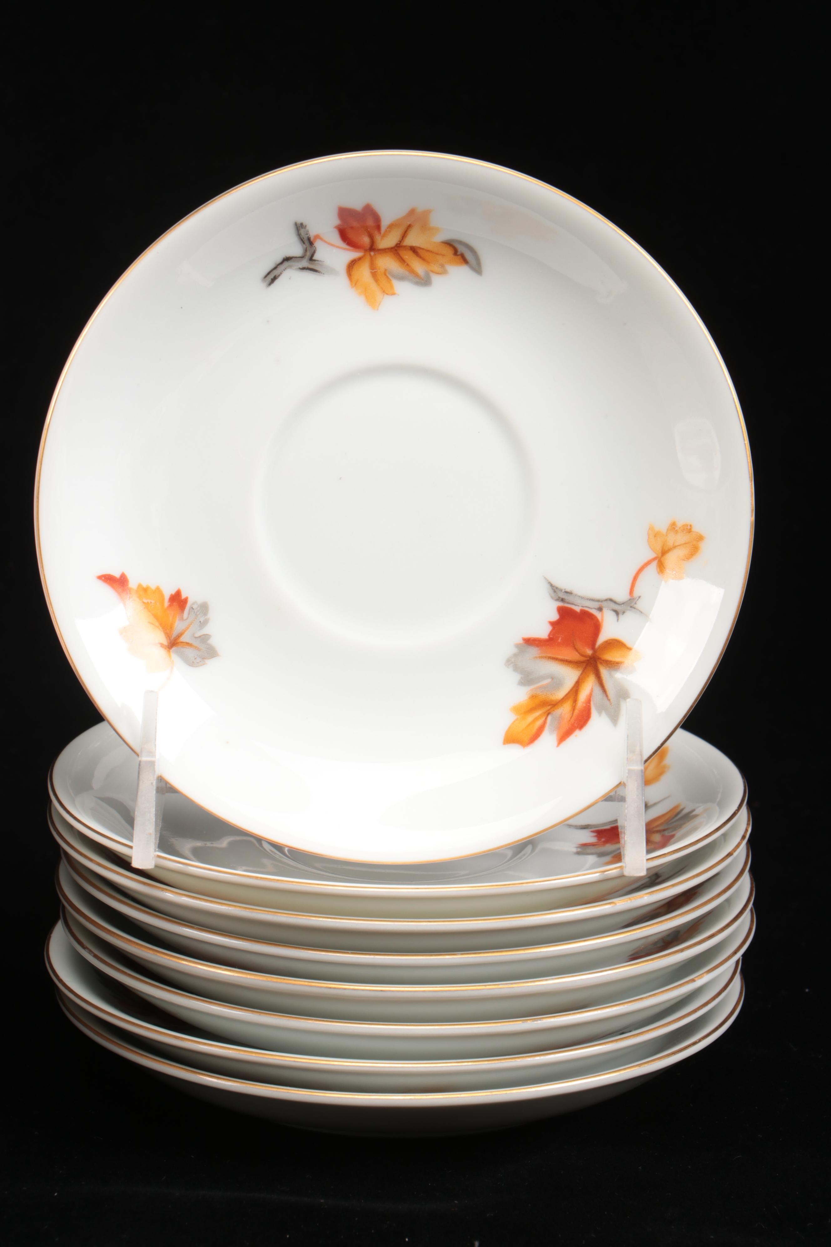 Japanese Craftsman "Golden Autumn" Porcelain Dinnerware, Mid-20th Century