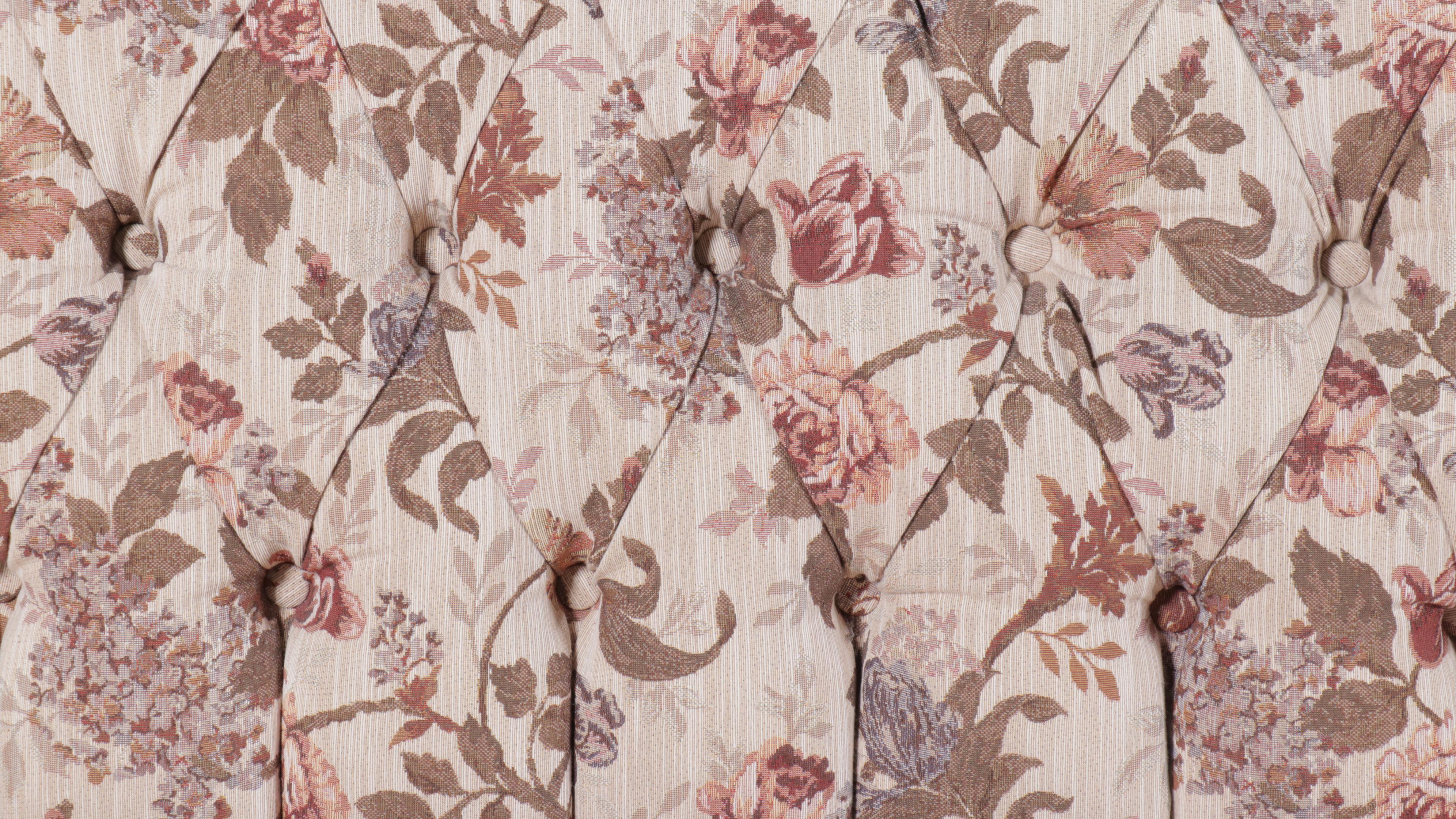 England Inc. Button-Tufted Roll-Top Floral-Upholstered Sofa, Late 20th C.