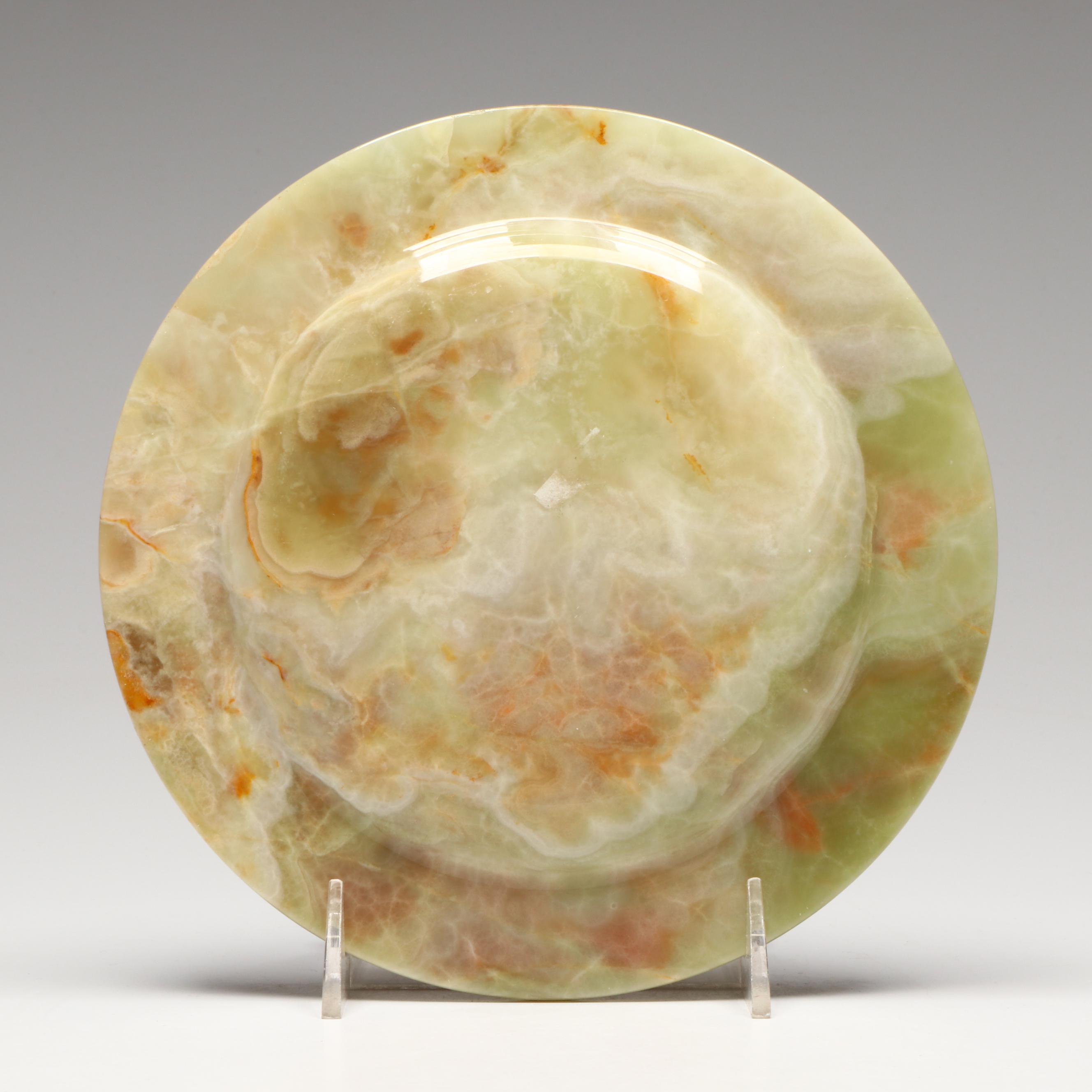 Pietra Dura Dyed MOP Floral Inlay on Calcite Marble Plate